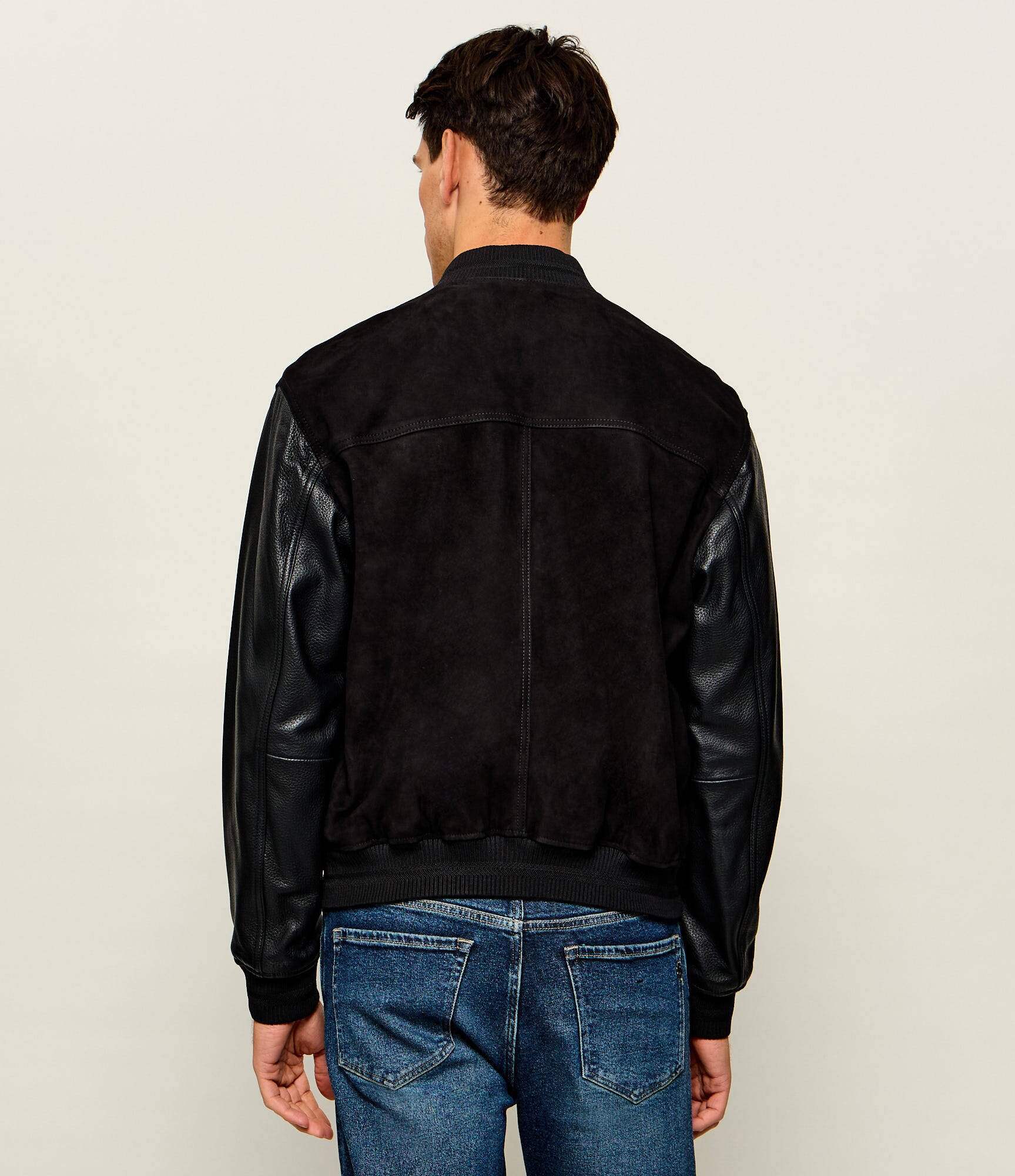 BOSS BLACK Geacă bomber C-Mileon | piele întoarsă | regular fit cu adaos de piele