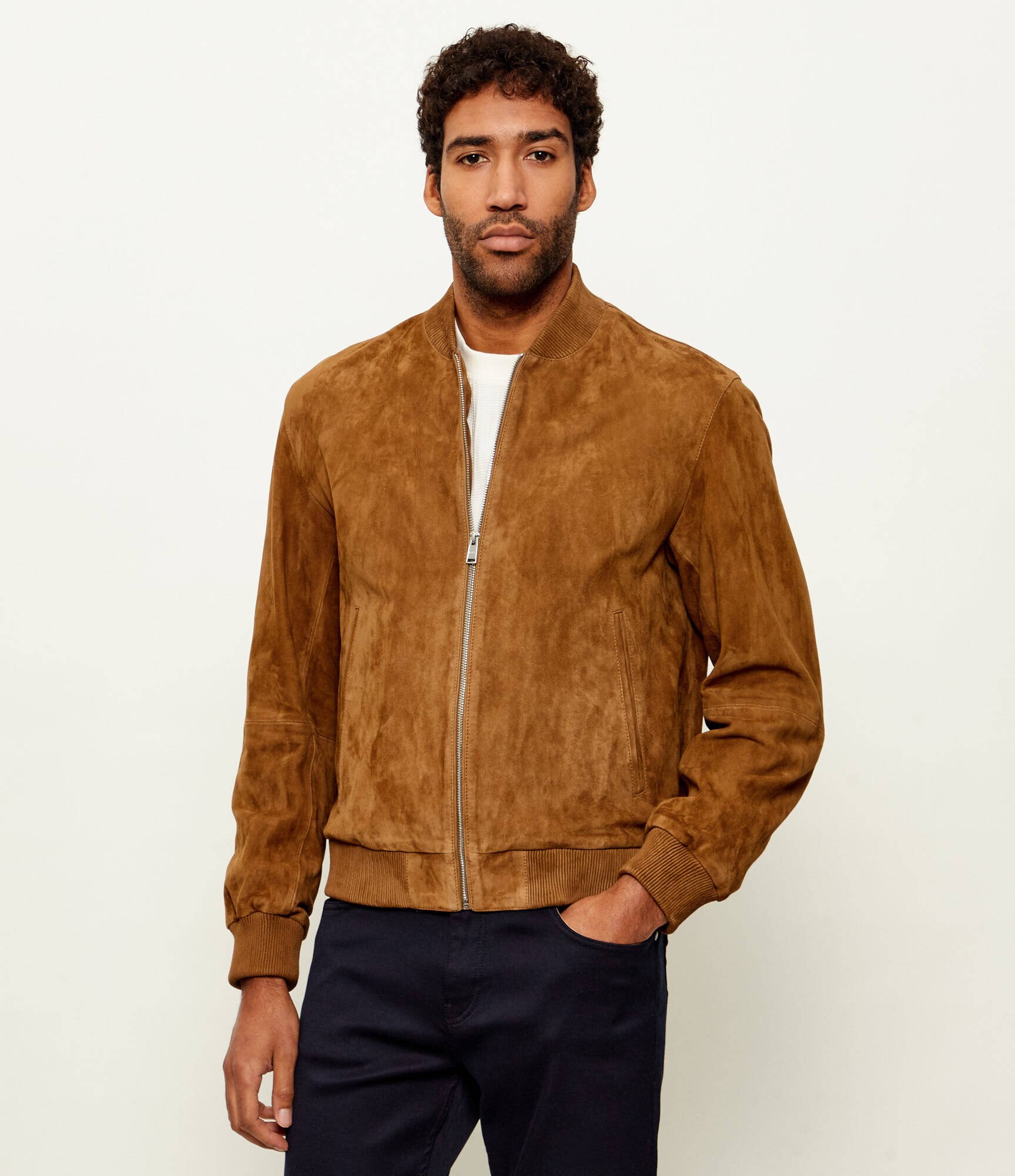 BOSS BLACK Geacă bomber H-Muller | regular fit | piele întoarsă