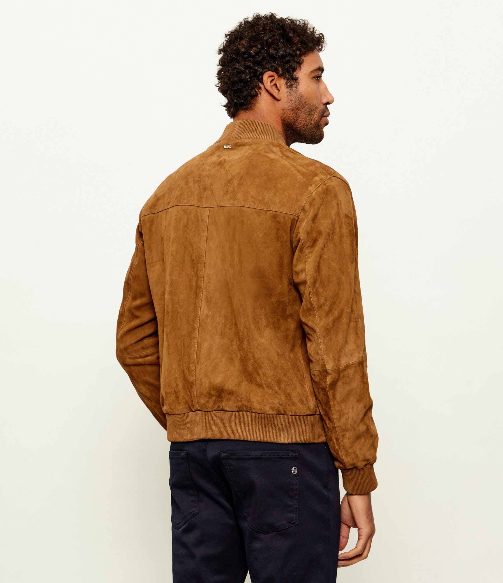 BOSS BLACK Geacă bomber H-Muller | regular fit | piele întoarsă