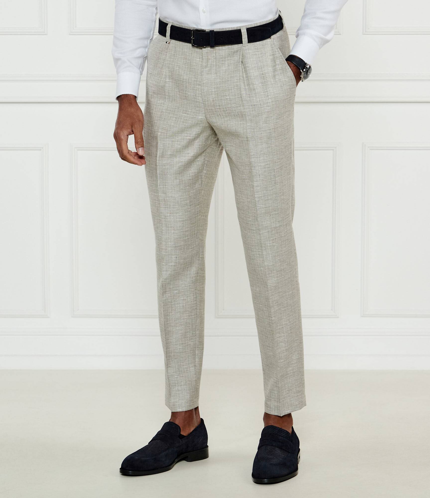 BOSS BLACK Pantaloni C-Perin-PL-25 | Relaxed fit | cu adaos de in