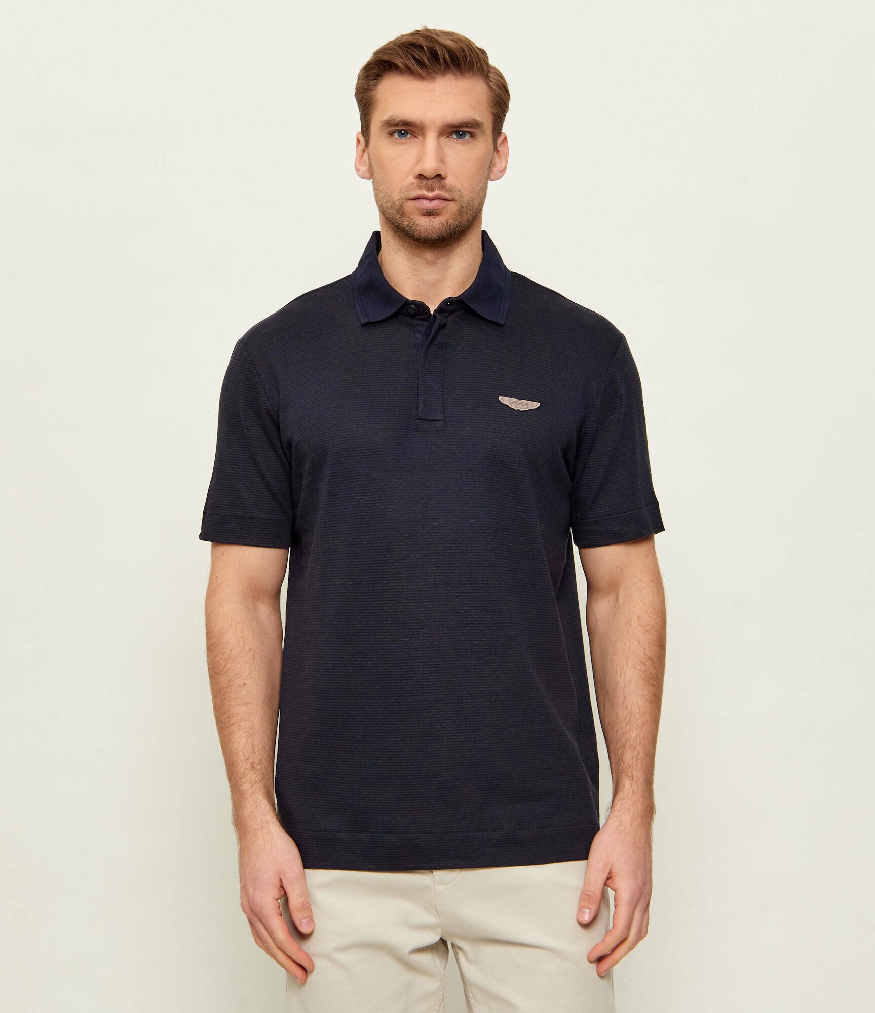 BOSS BLACK Polo C-Parris 248 Boss x Aston Martin | Regular Fit | z dodatkiem lnu