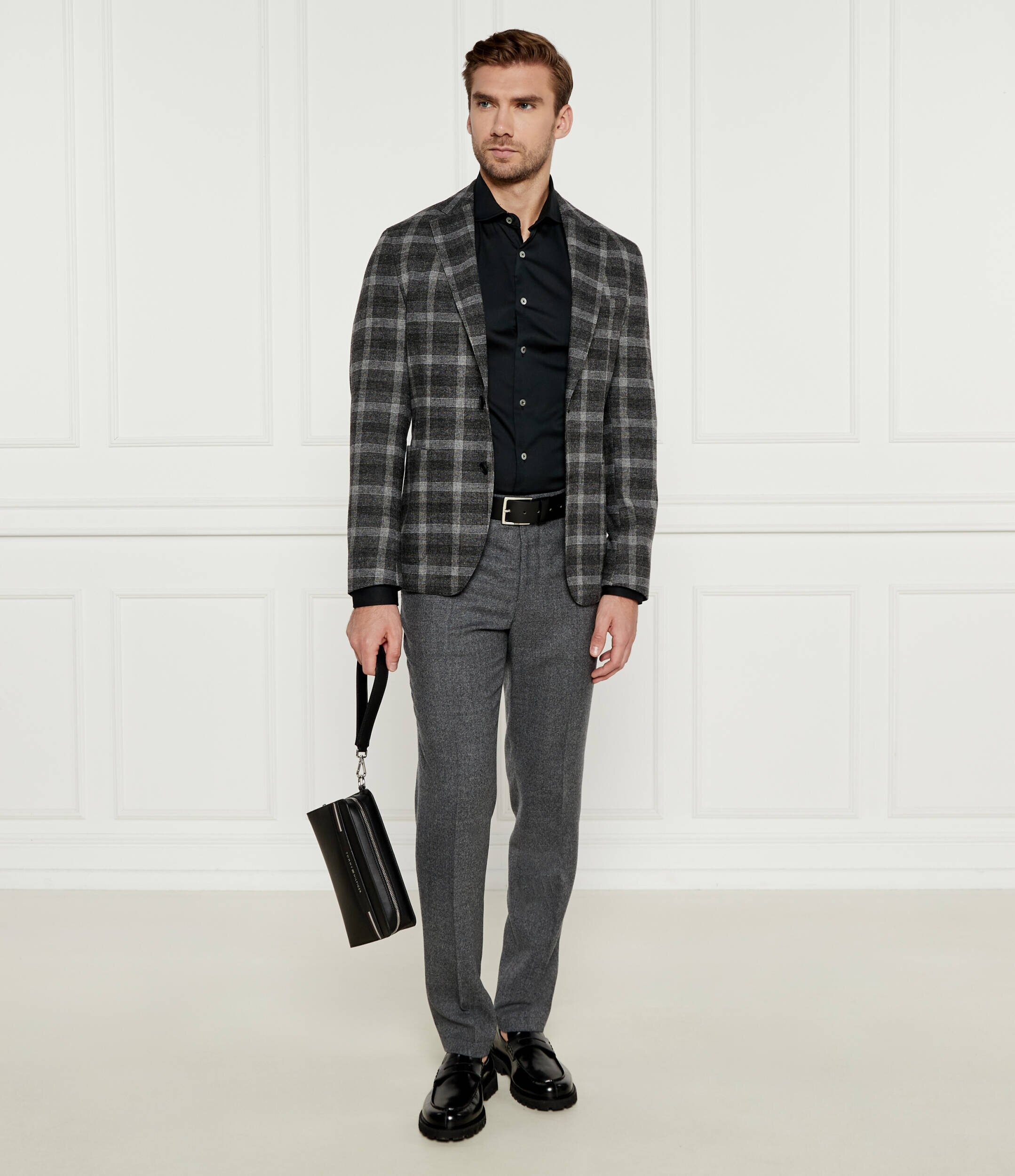 BOSS BLACK Sacou | Slim Fit cu adaos de lână