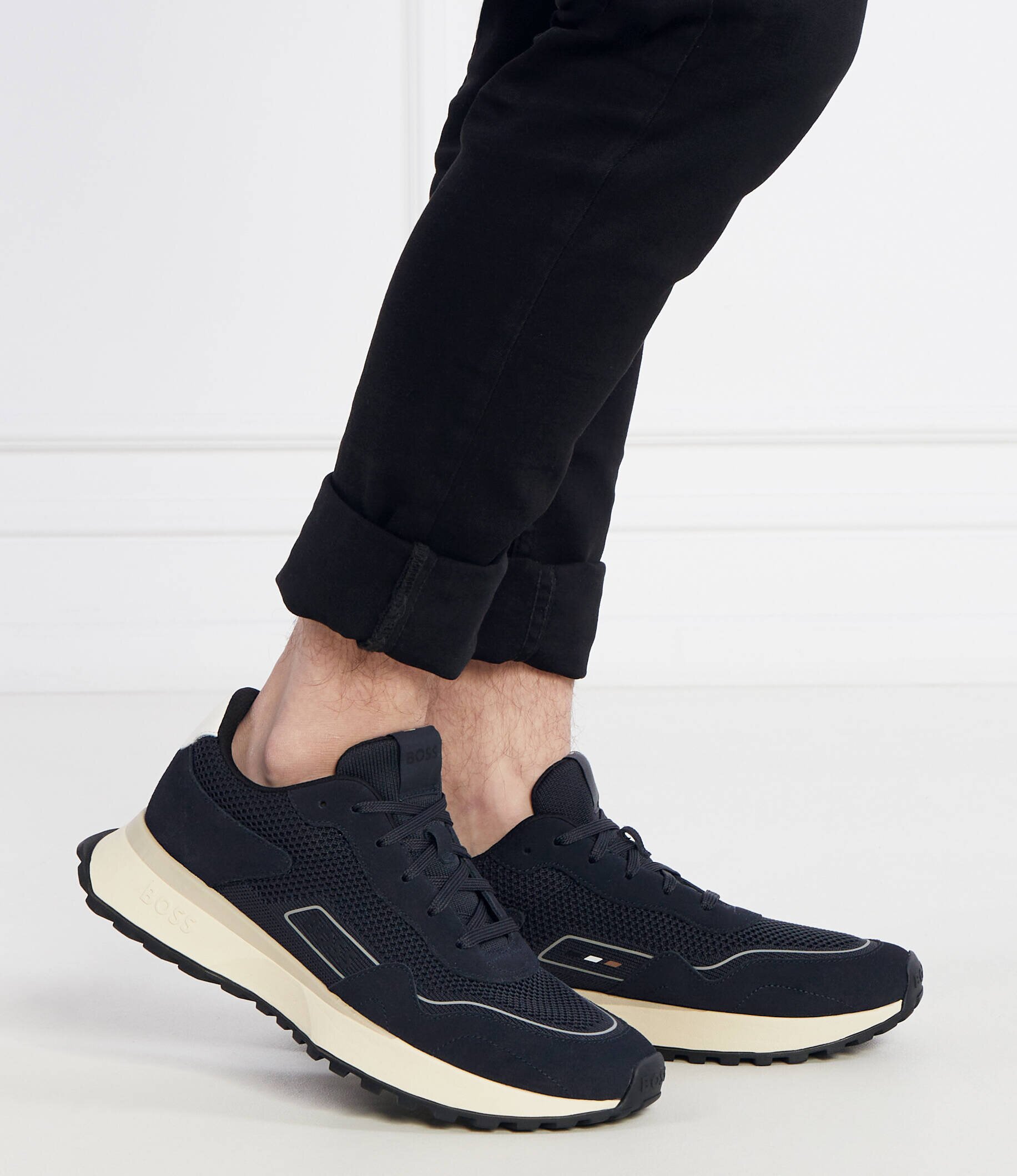 BOSS BLACK Sneakers Jonah_Runn_knsd cu adaos de piele