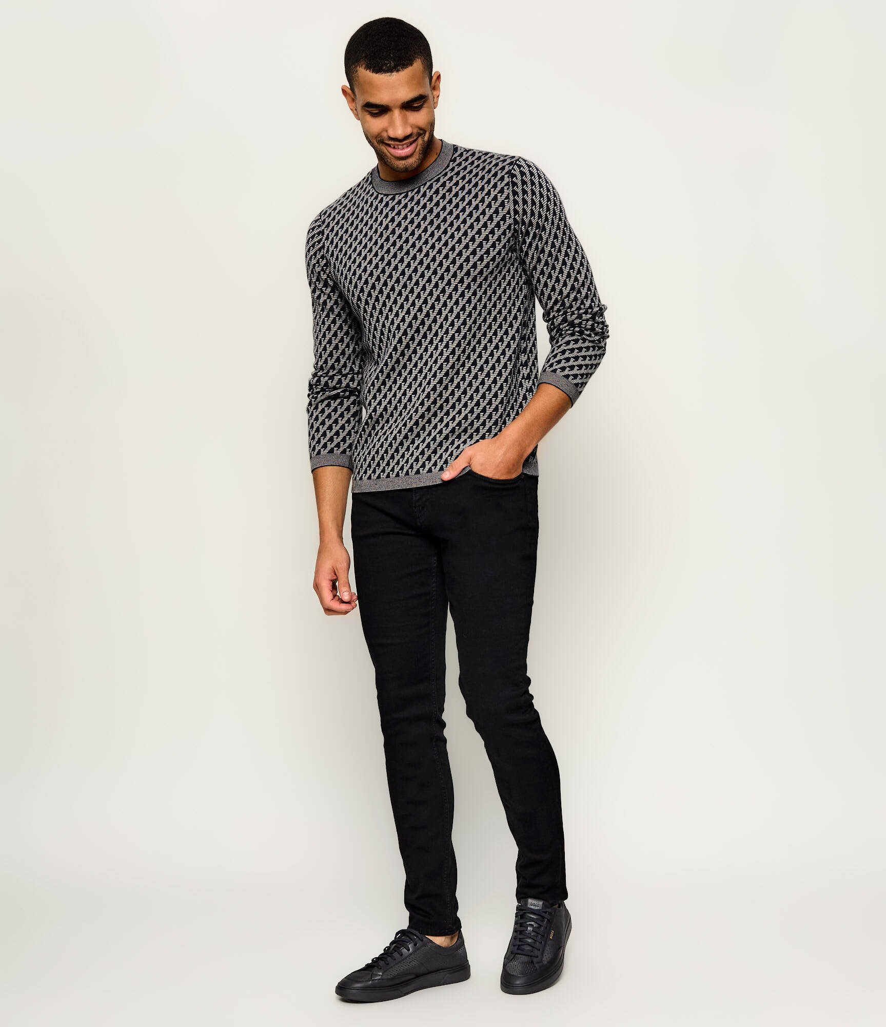 BOSS BLACK Sneakers Kieran_Tenn_alnymn cu adaos de piele