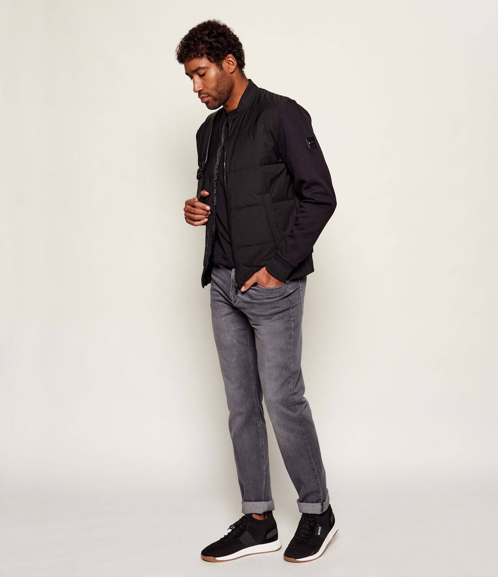 BOSS BLACK Sneakers Titanium_Runn_knst_N cu adaos de piele