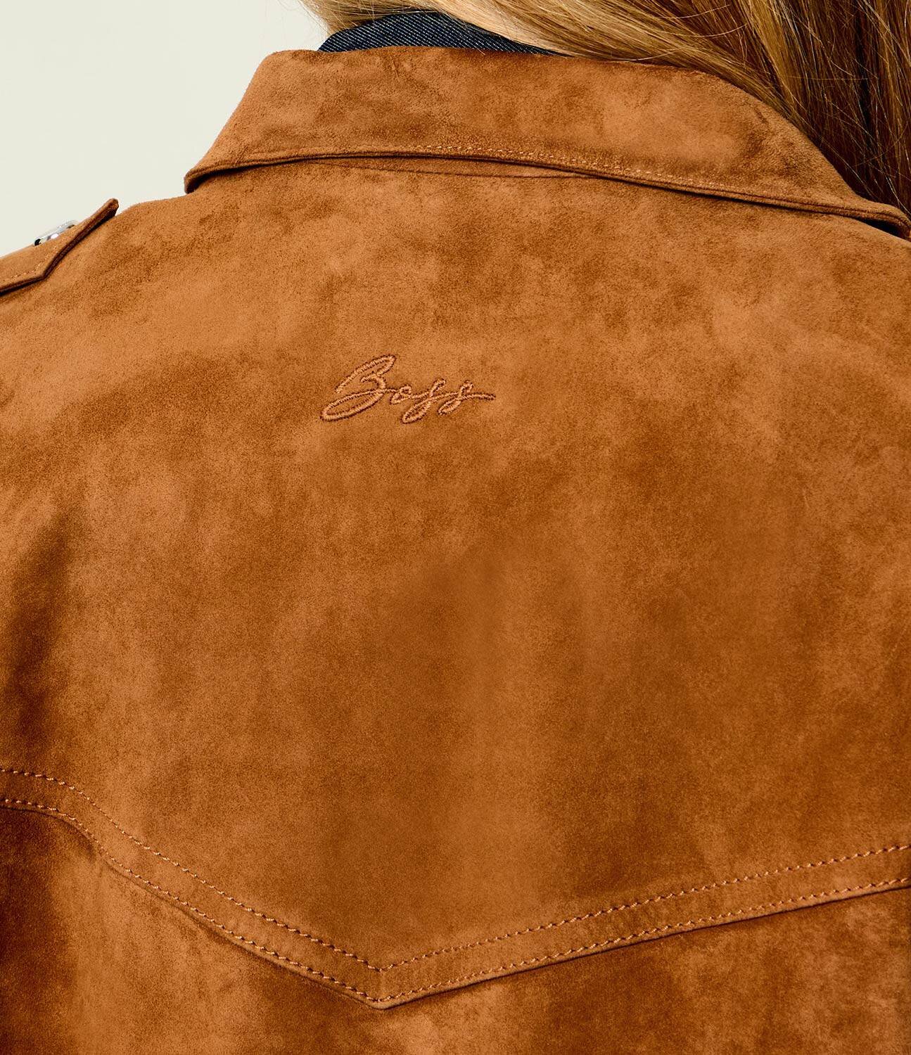 BOSS Orange Geacă C_Sabea | Relaxed fit | piele întoarsă