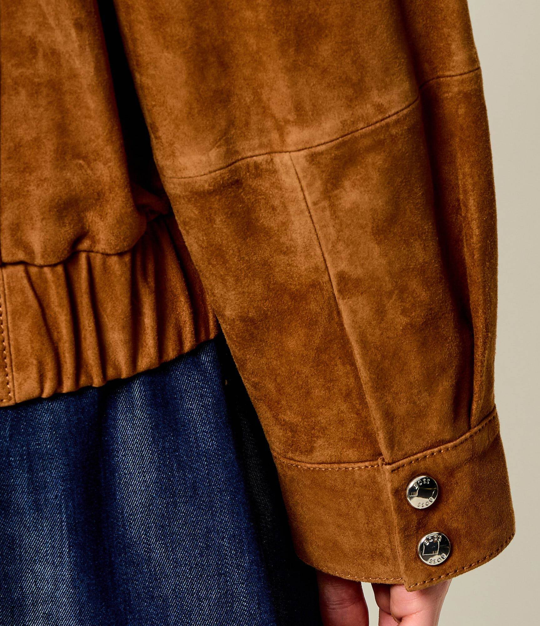 BOSS Orange Geacă C_Sabea | Relaxed fit | piele întoarsă