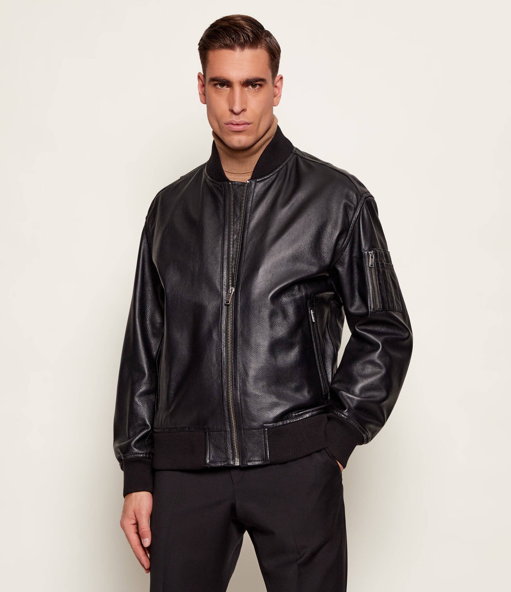 BOSS Orange Geacă de piele bomber Jakri | regular fit