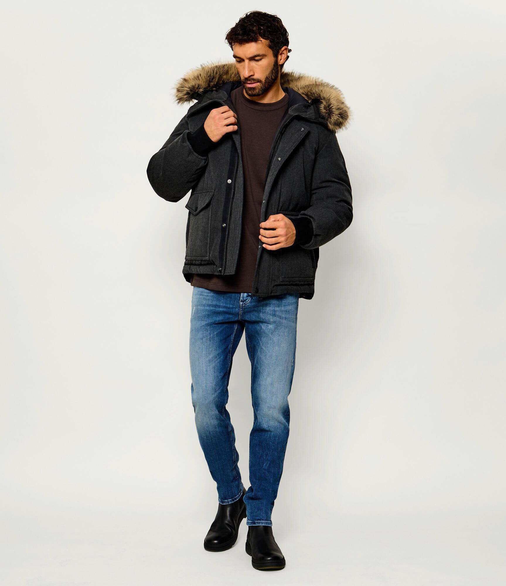 BOSS Orange Geacă Oisla | Relaxed fit cu adaos de lână