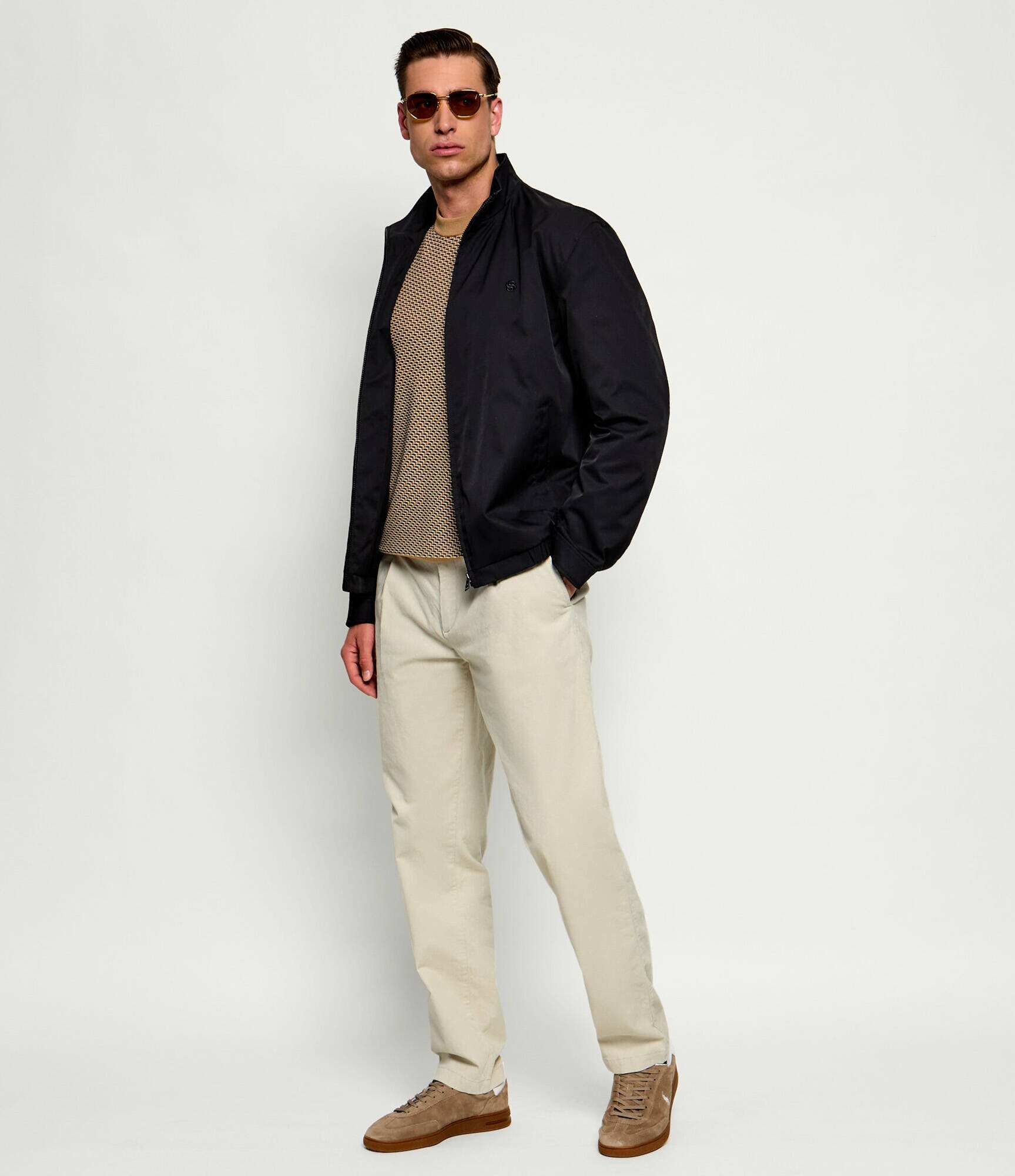 BOSS Orange Pantaloni chino Pleated_3 | Tapered fit | catifea reiată