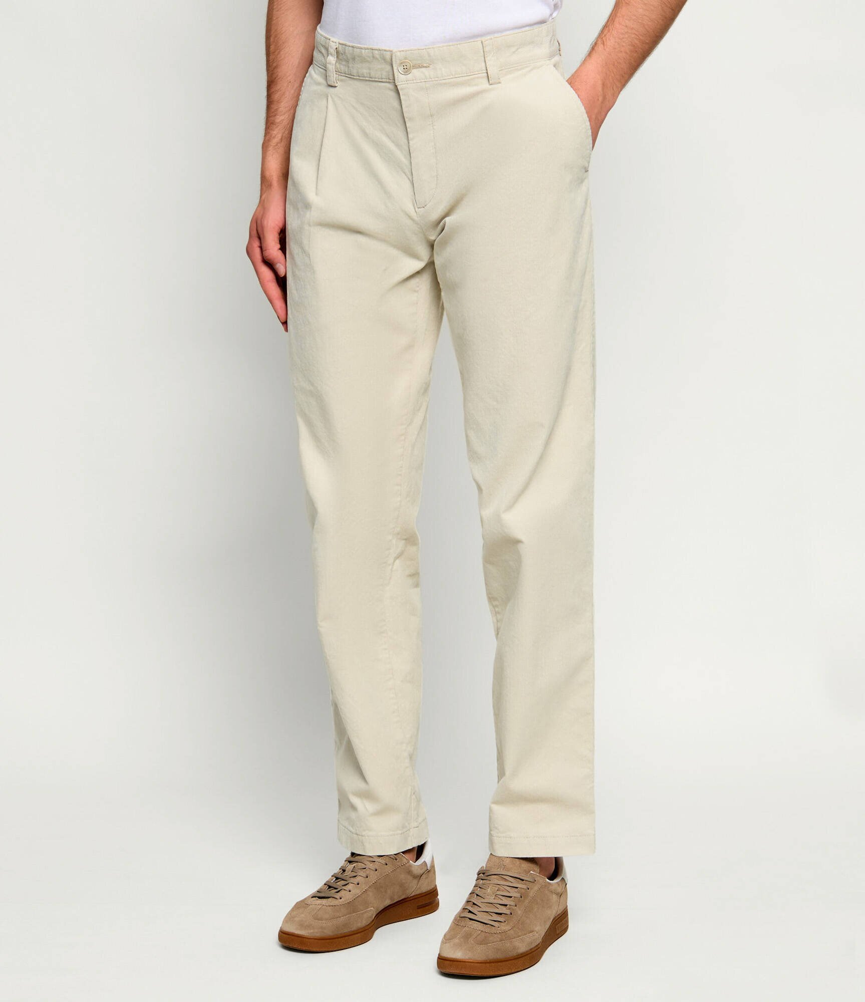 BOSS Orange Pantaloni chino Pleated_3 | Tapered fit | catifea reiată