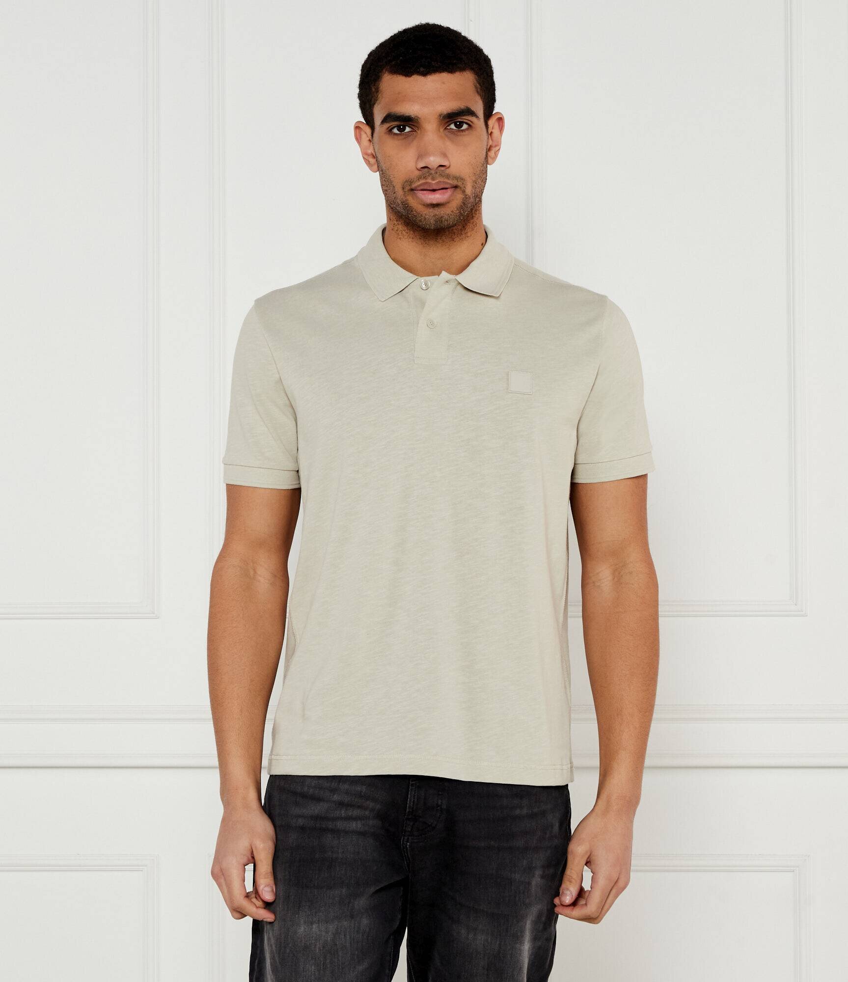 BOSS Orange Polo Pe_linenlogo | Regular Fit | cu adaos de in