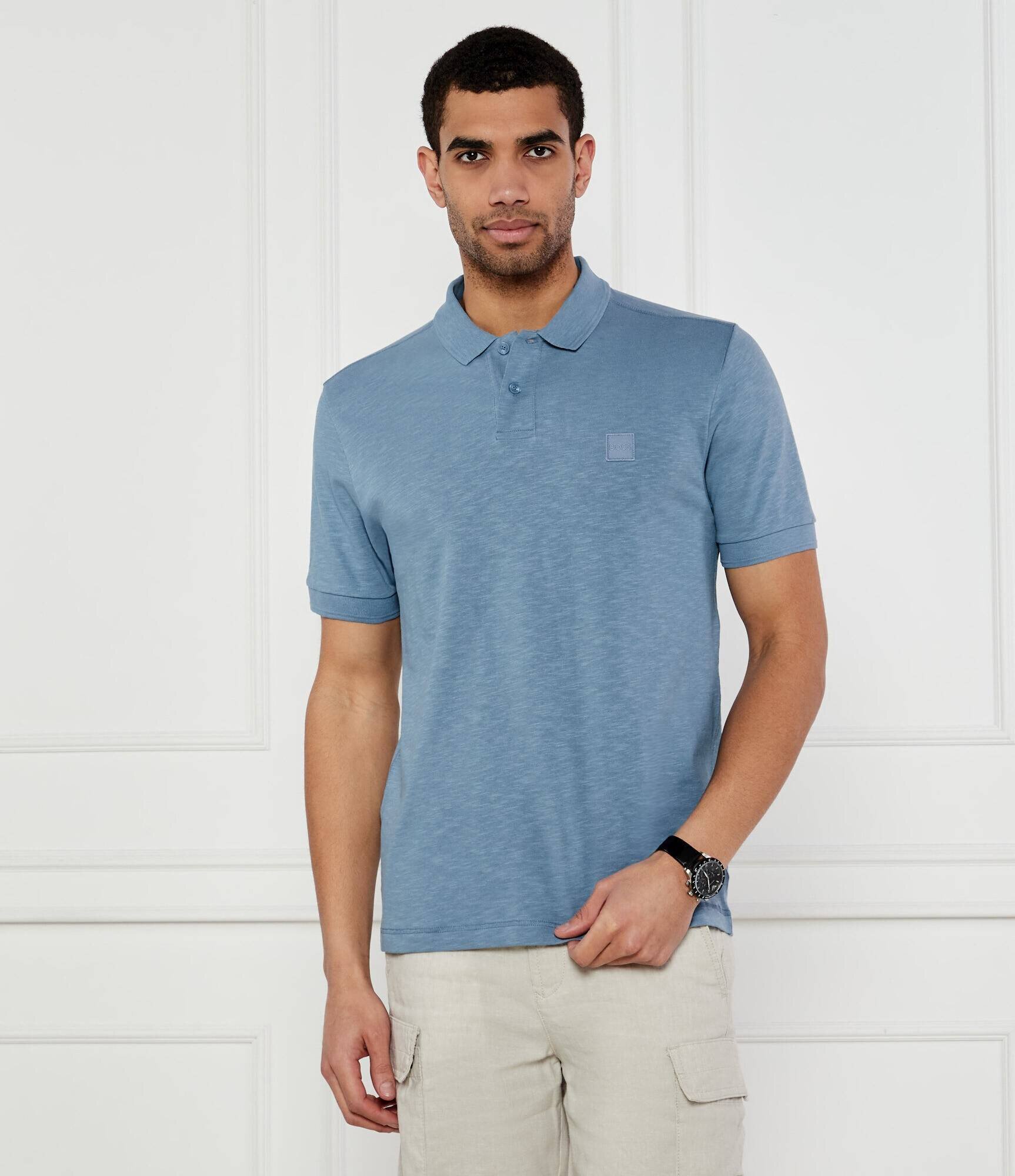 BOSS Orange Polo Pe_linenlogo | Regular Fit | cu adaos de in
