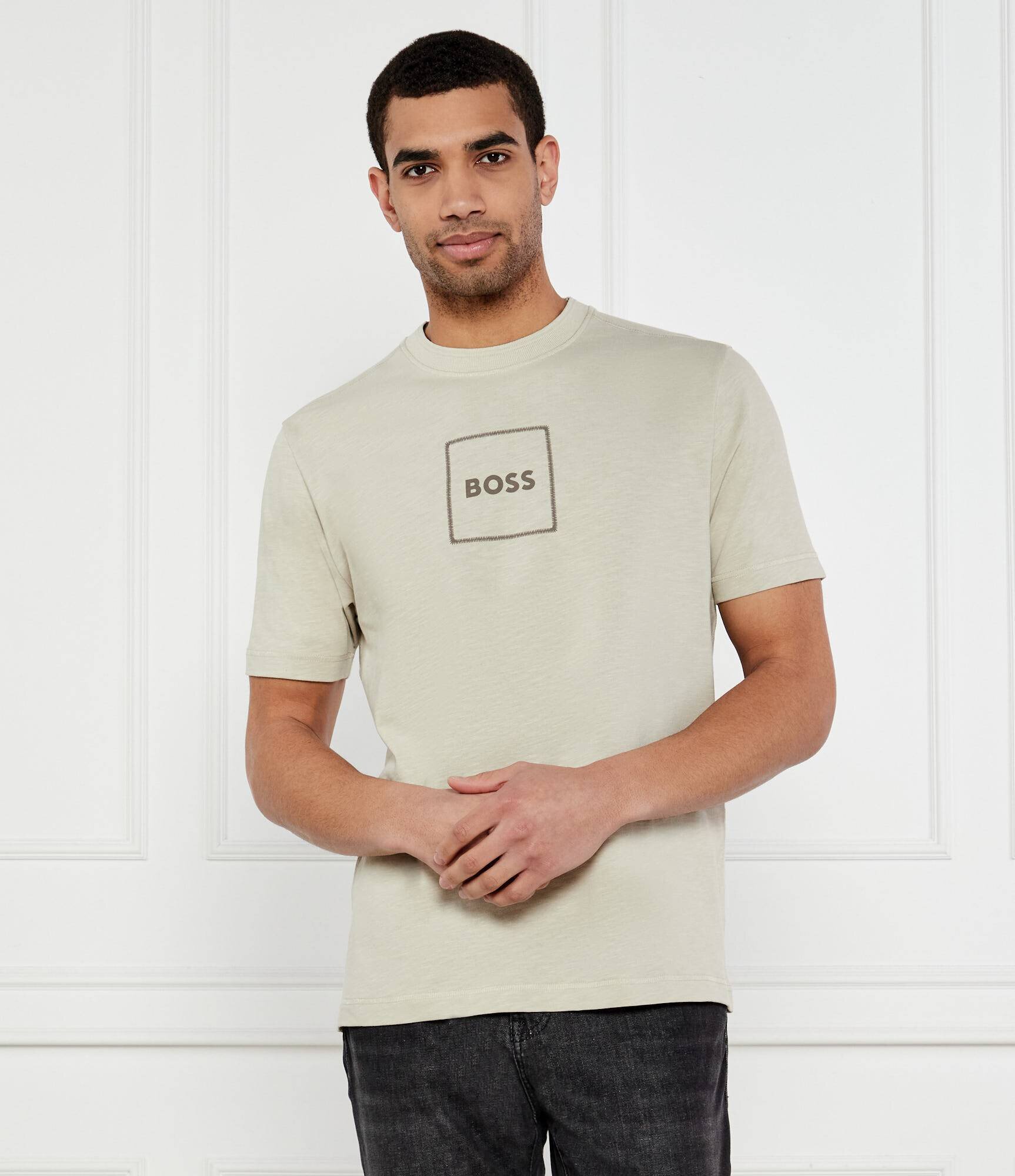 BOSS Orange Tricou Te_linenlogo | Regular Fit | cu adaos de in