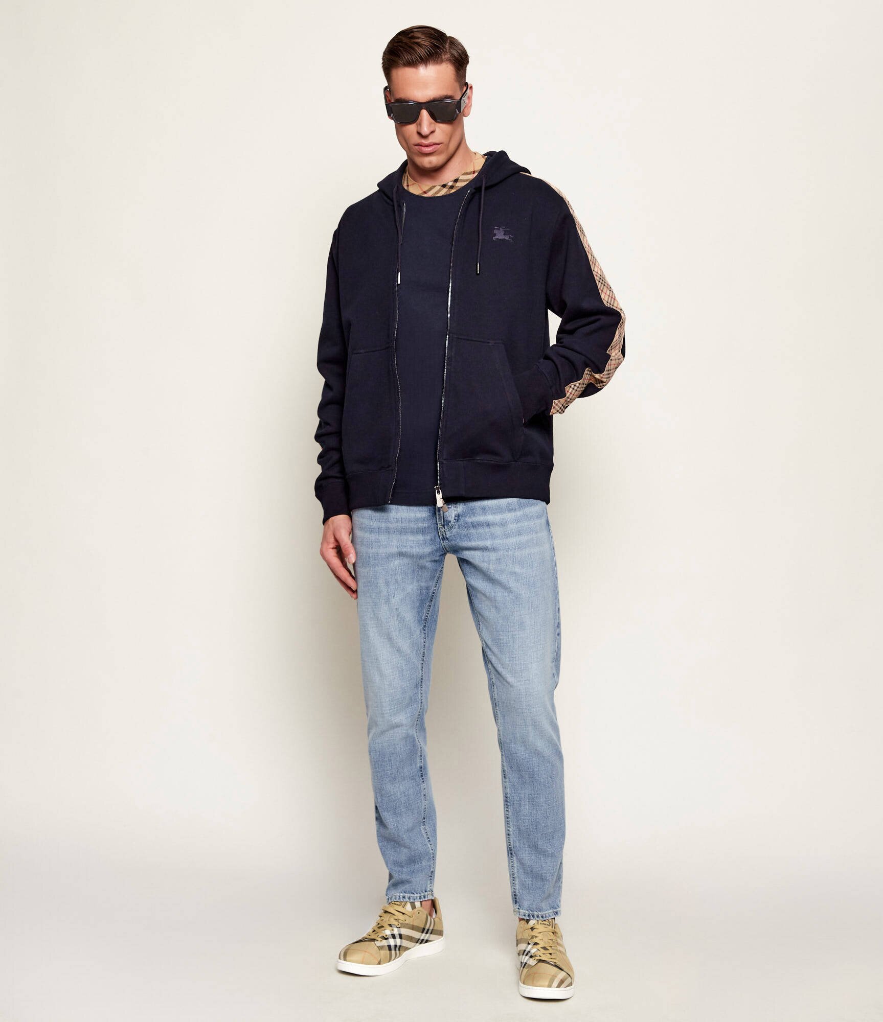 Burberry Sneakers Check Set cu adaos de piele