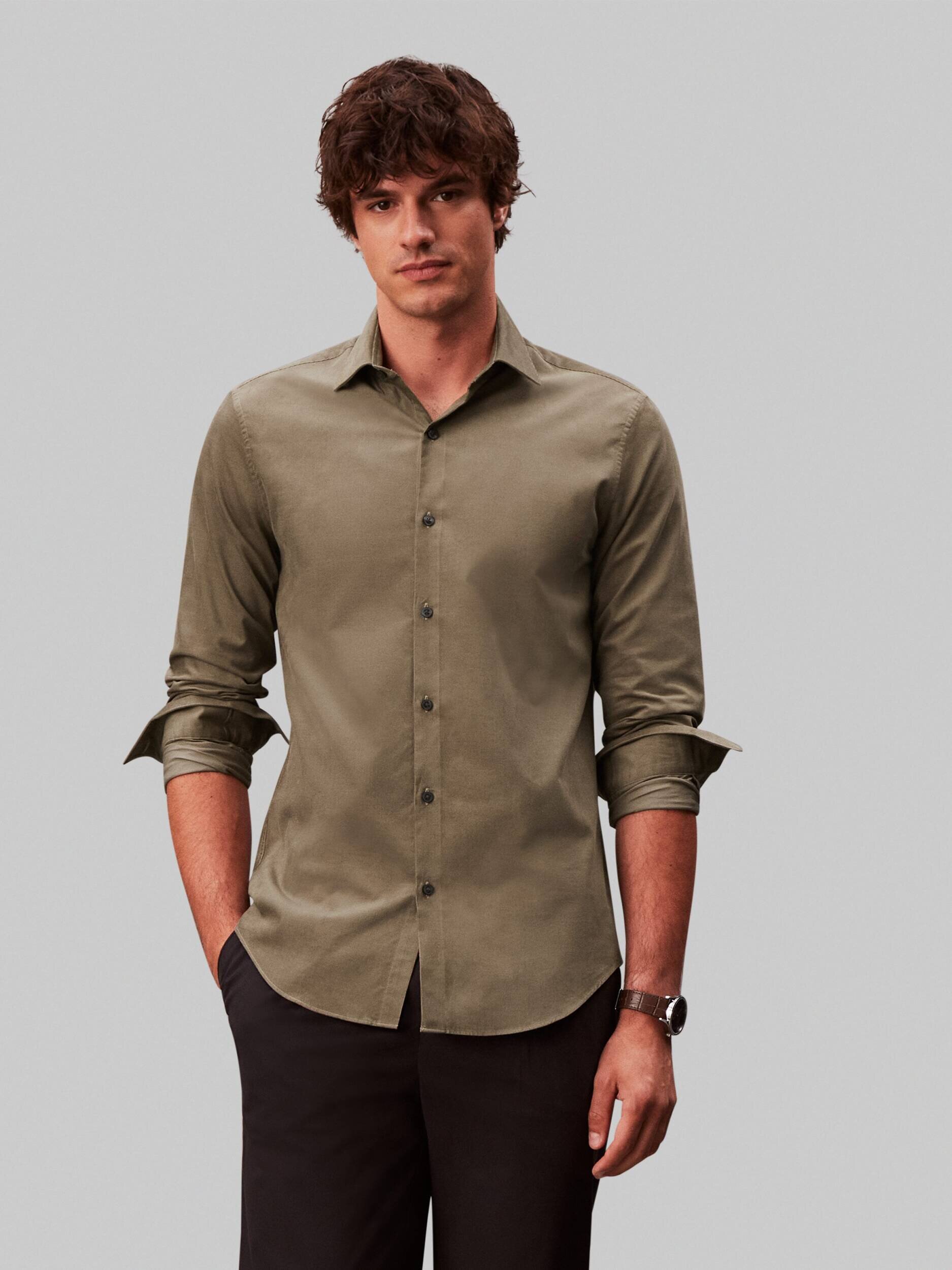 Calvin Klein Cămașă | Slim Fit | catifea reiată
