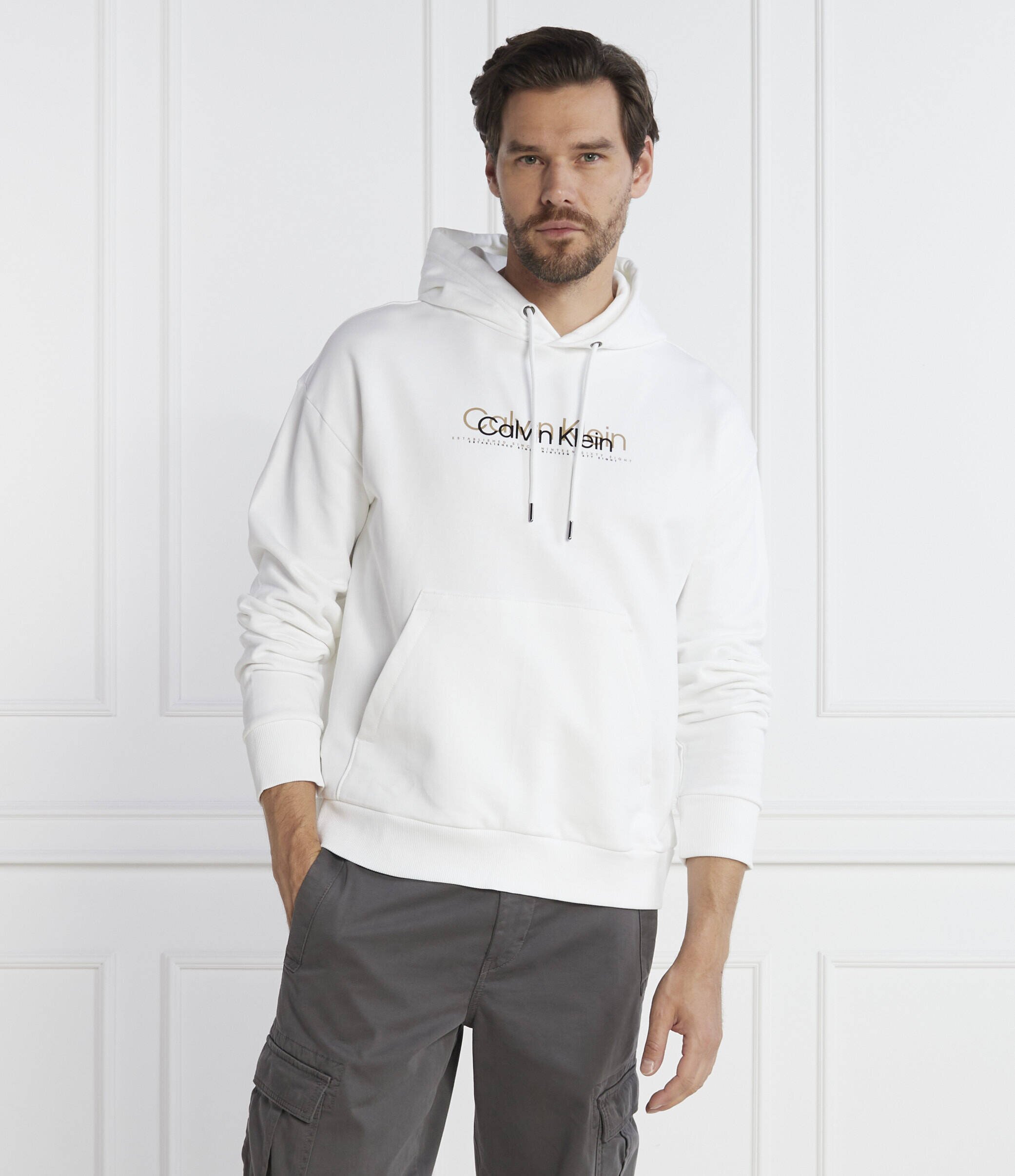 Calvin Klein Hanorac DOUBLE FLOCK LOGO HOODIE | Regular Fit