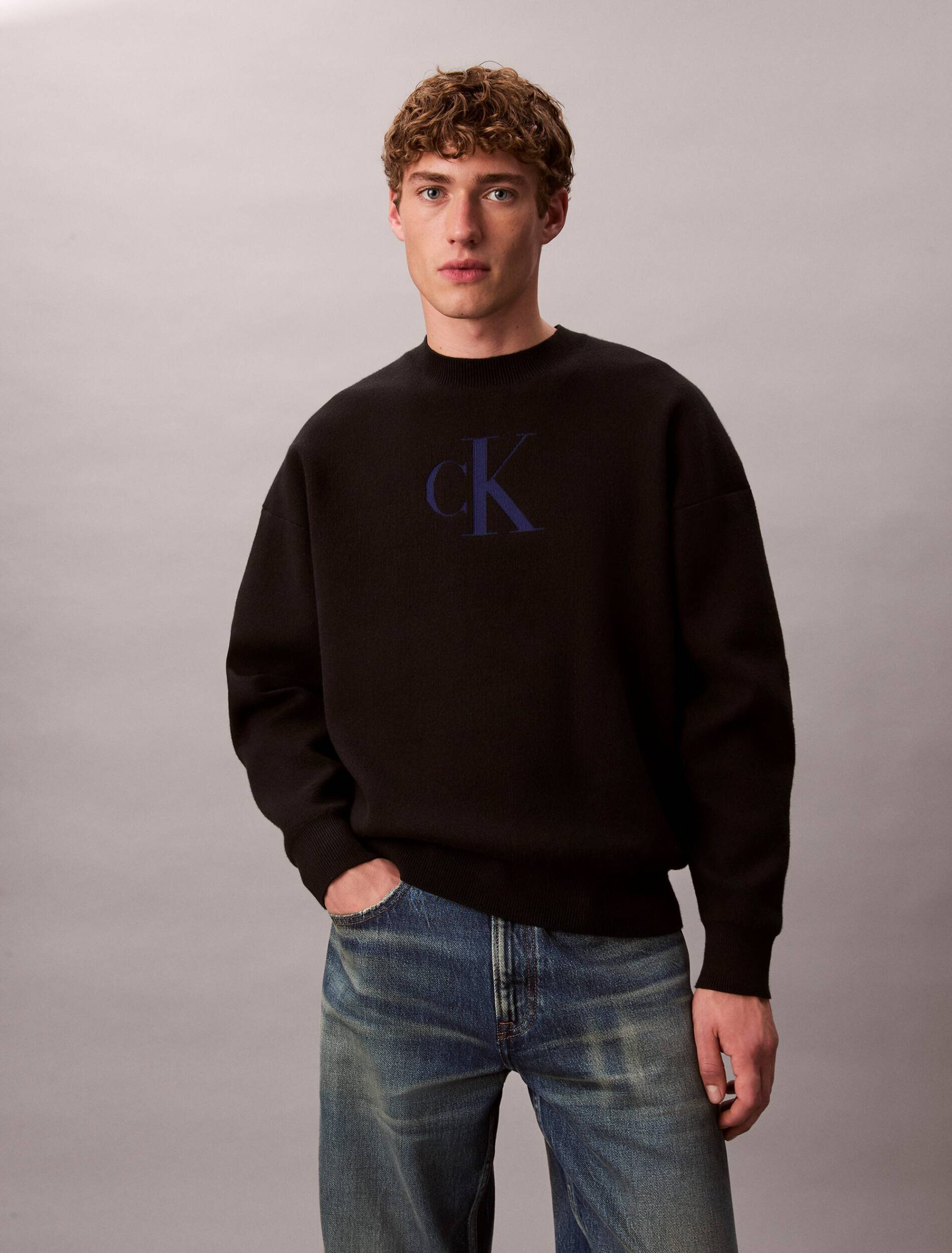 Calvin Klein Jeans Pulover | Relaxed fit cu adaos de cașmir