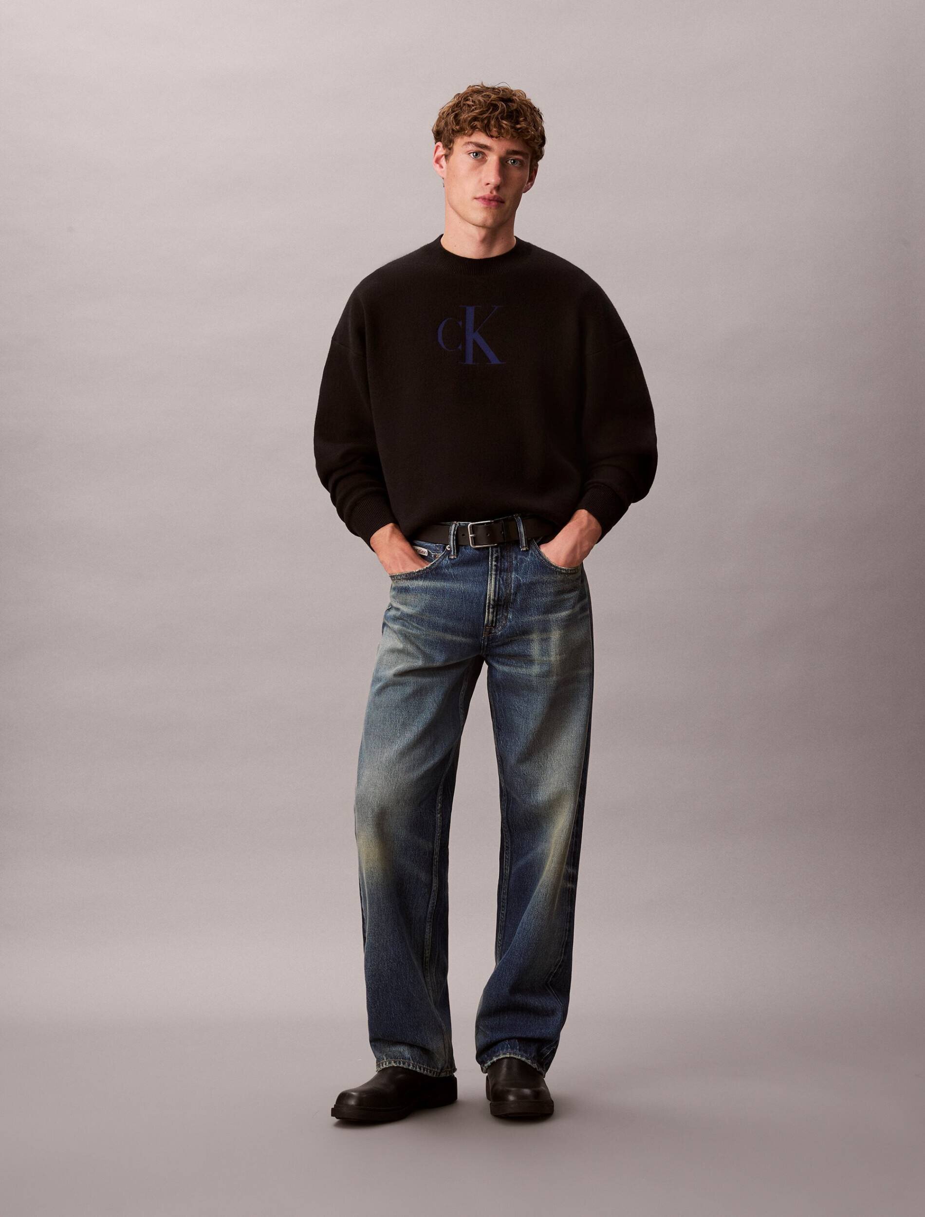 Calvin Klein Jeans Pulover | Relaxed fit cu adaos de cașmir