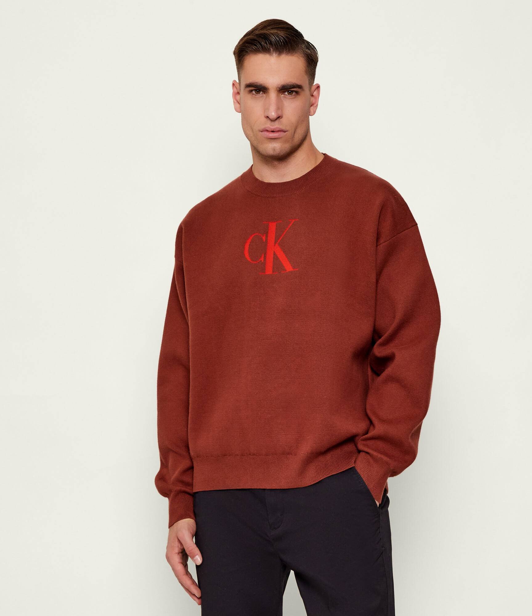 Calvin Klein Jeans Pulover | Relaxed fit cu adaos de cașmir