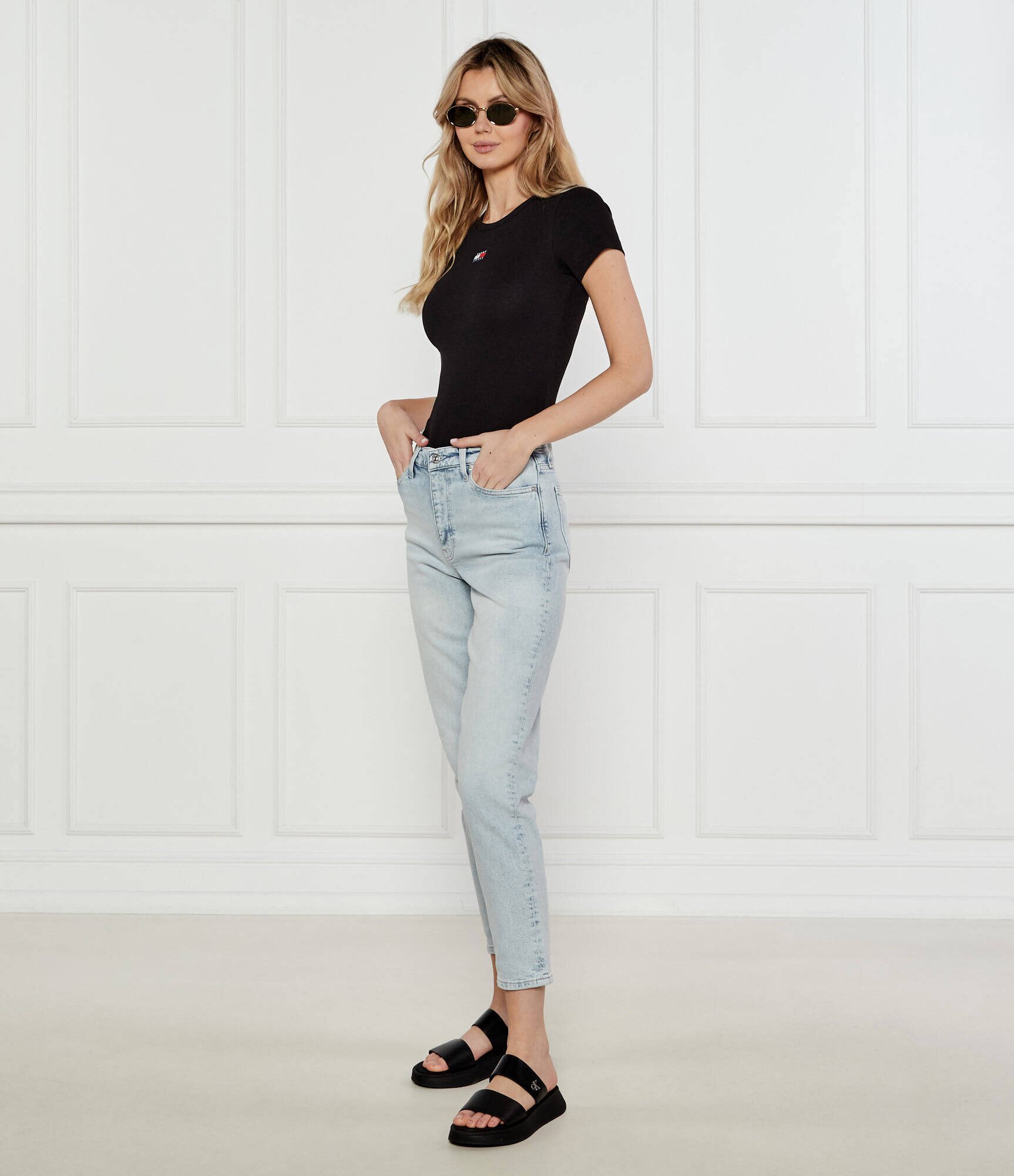 Calvin Klein Jeans Șlapi cu adaos de piele