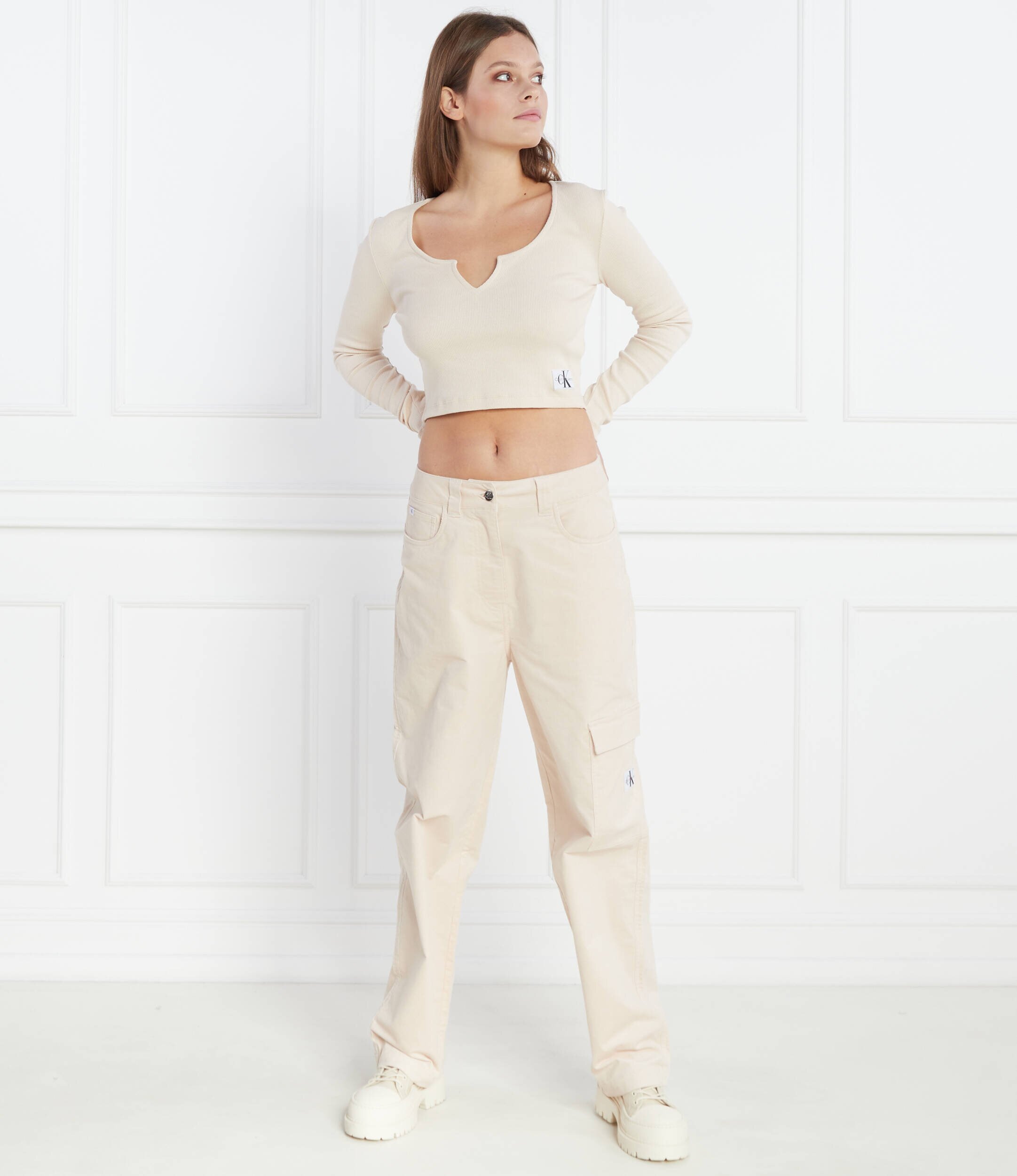 Calvin Klein Jeans Top SPLIT COLLAR RIB | Regular Fit
