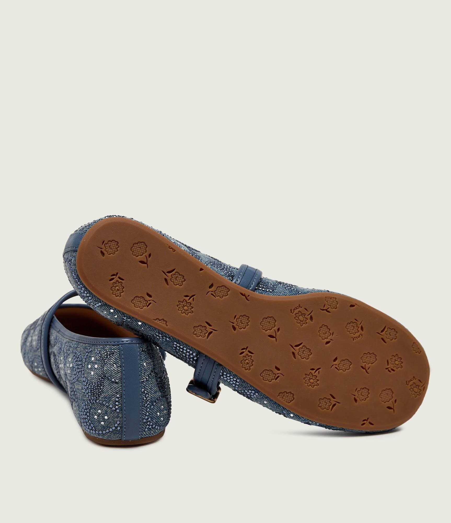 Coach De blugi balerini Signature Mary Jane cu adaos de piele