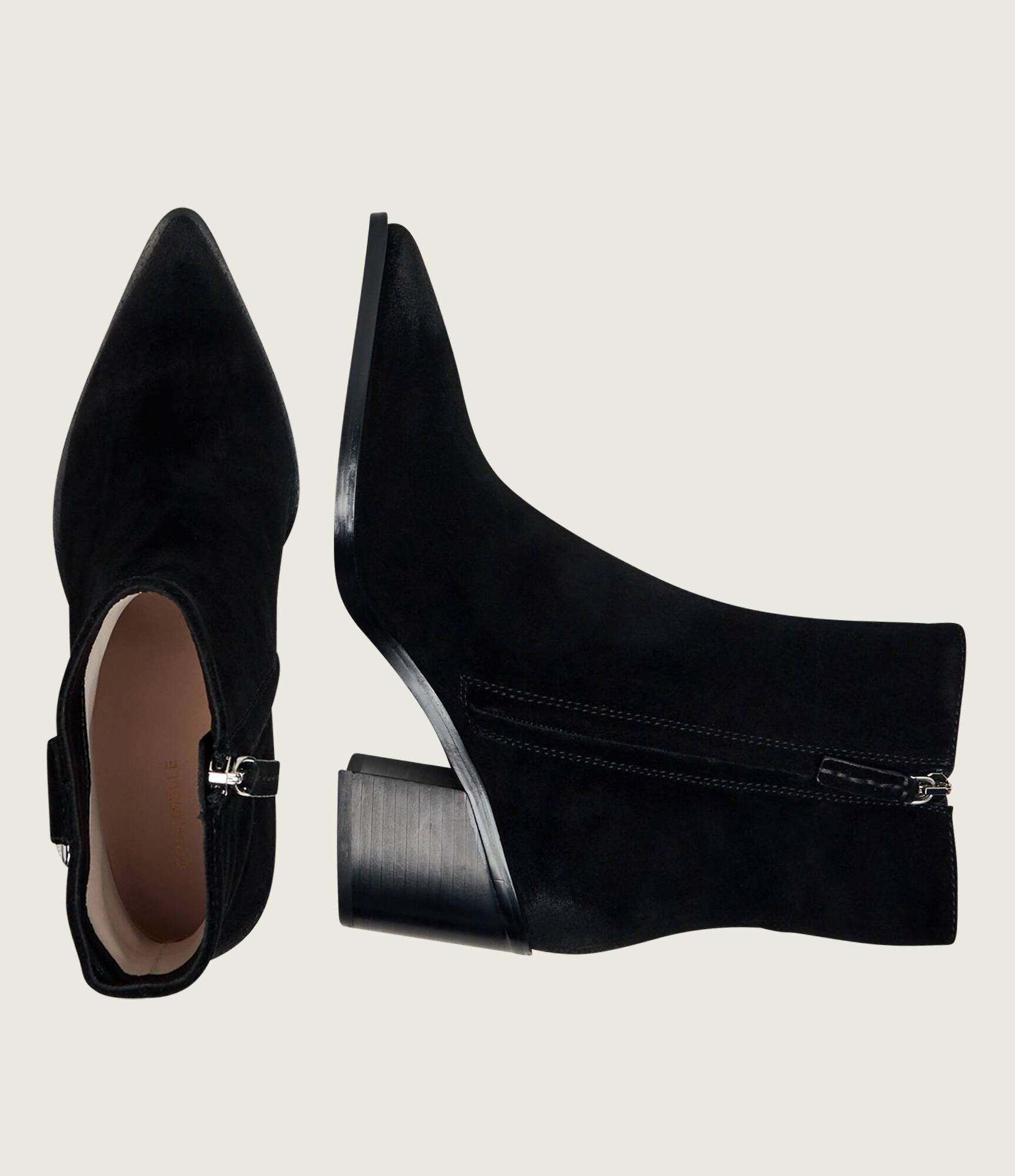 Coccinelle Botine cu toc Gretel | piele întoarsă
