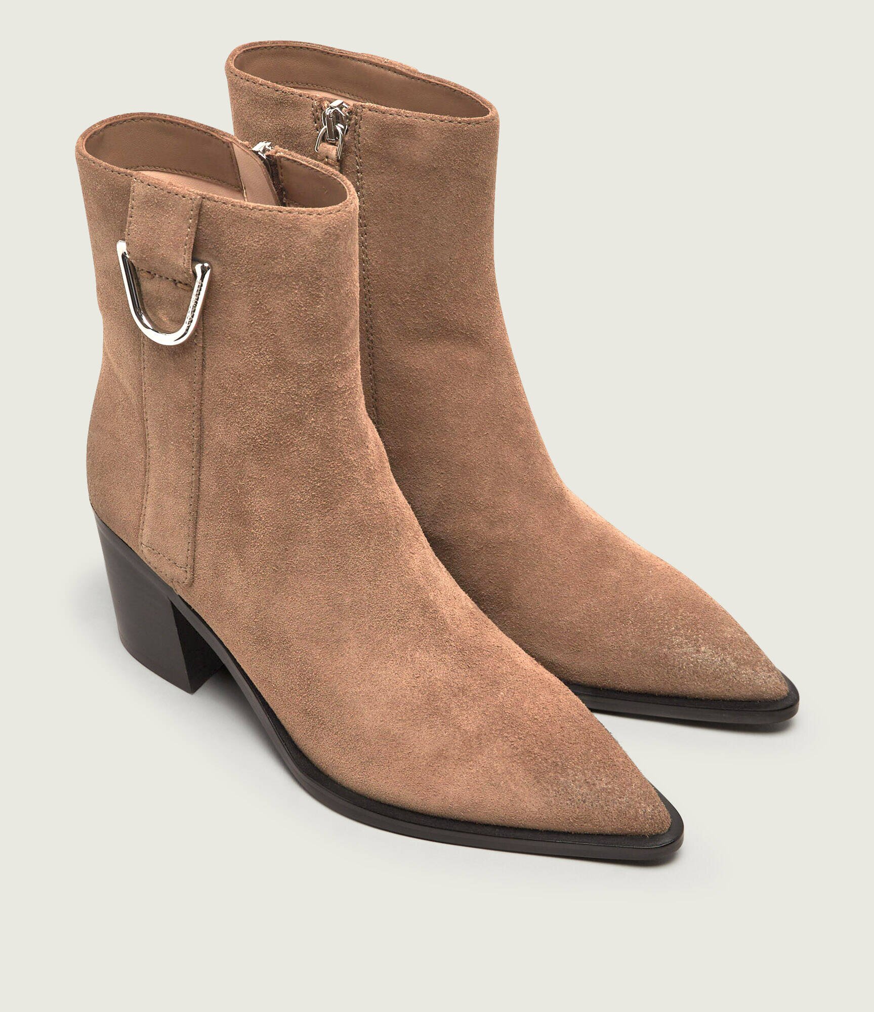 Coccinelle Botine cu toc Gretel | piele întoarsă