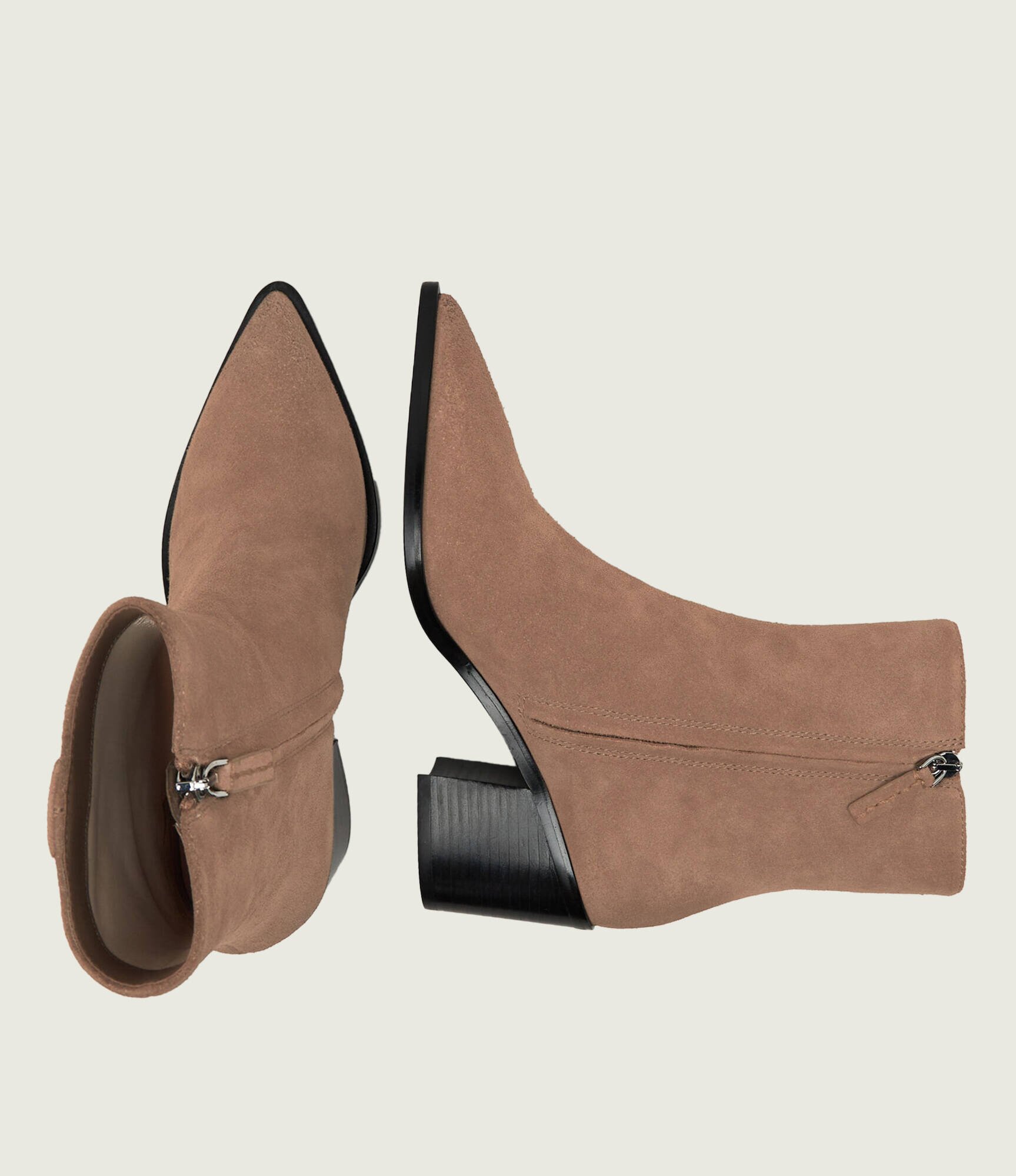 Coccinelle Botine cu toc Gretel | piele întoarsă