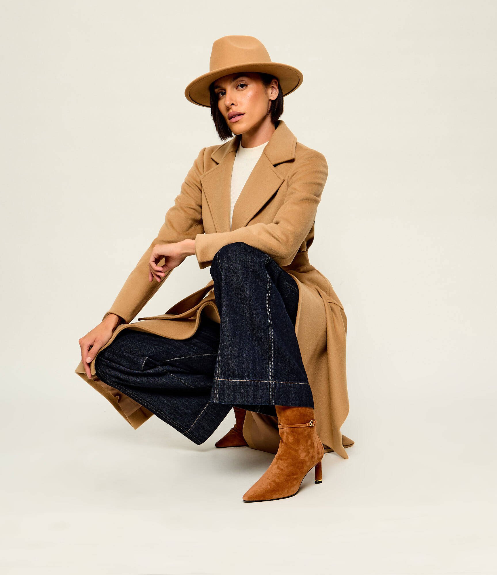 Coccinelle Botine cu toc subțire C-Look | piele întoarsă