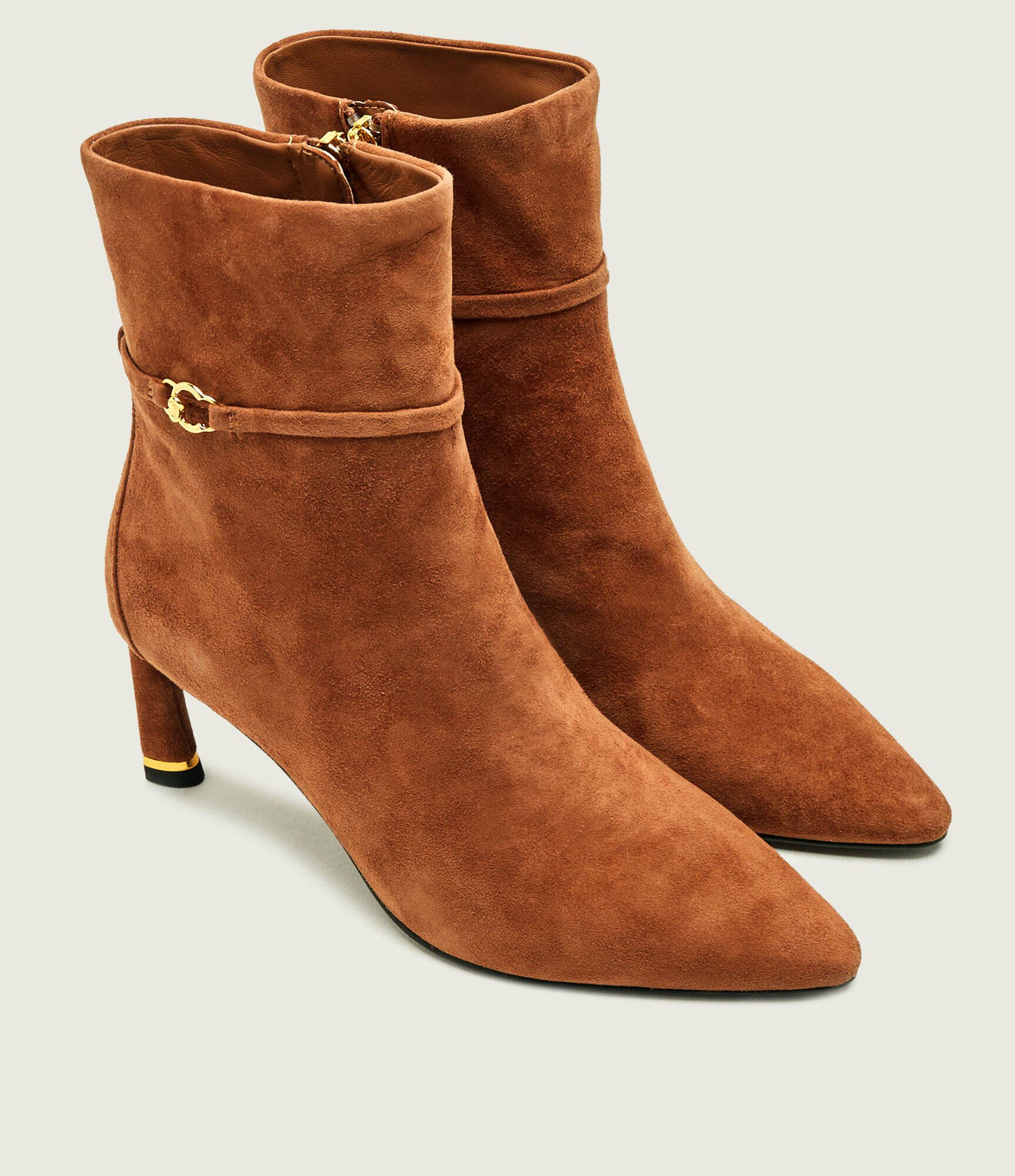 Coccinelle Botine cu toc subțire C-Look | piele întoarsă