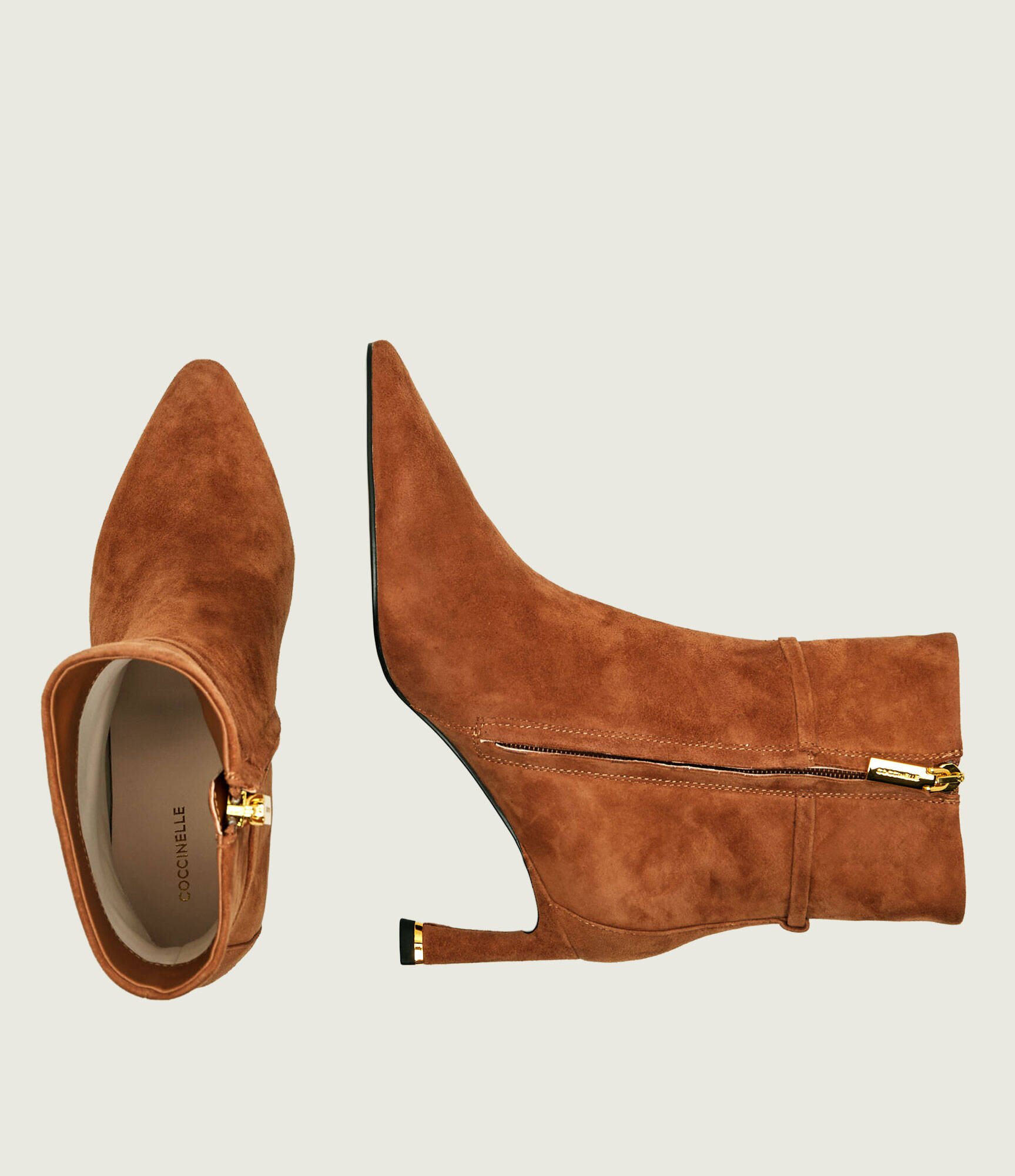 Coccinelle Botine cu toc subțire C-Look | piele întoarsă