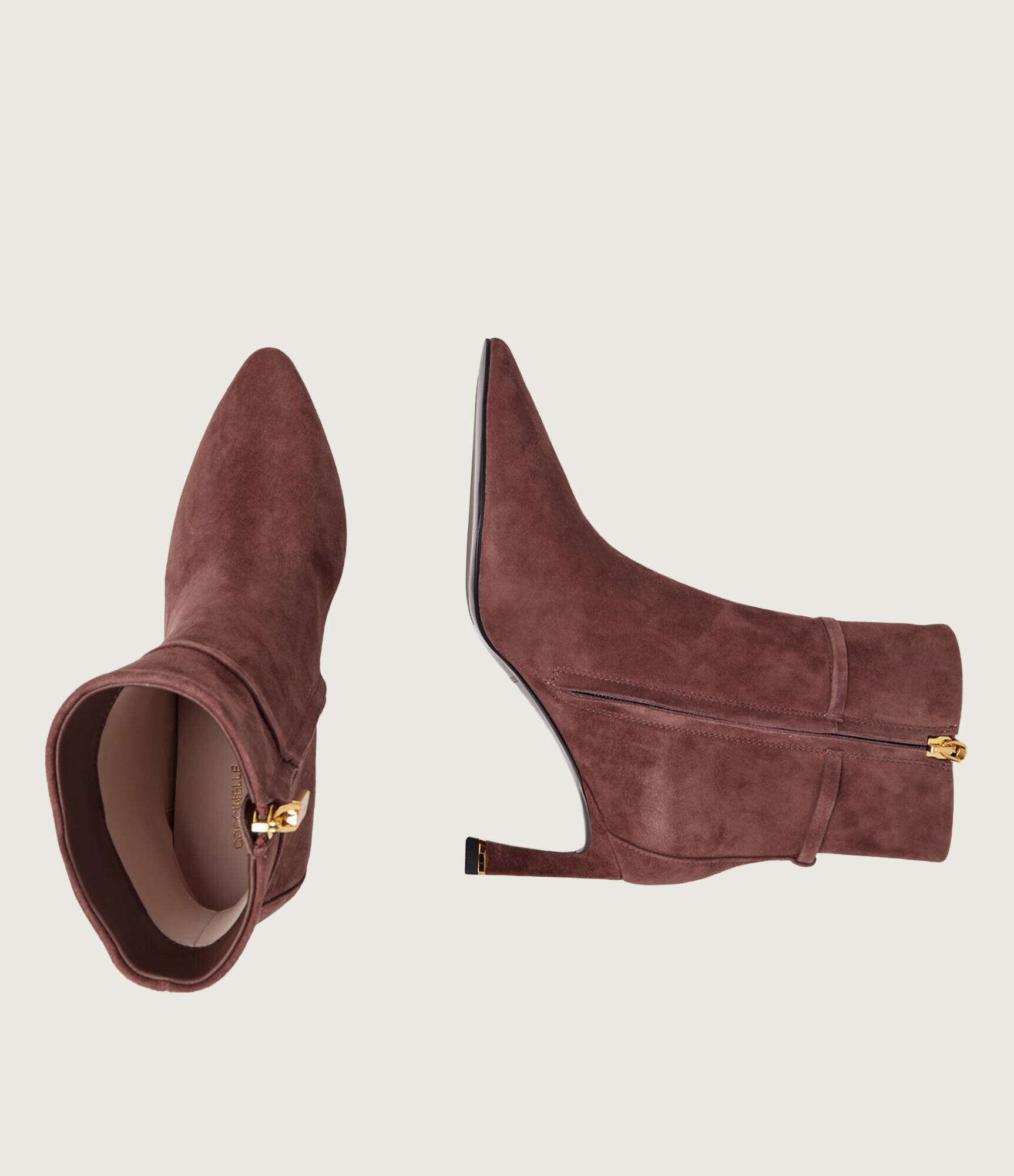 Coccinelle Botine cu toc subțire C-Look | piele întoarsă