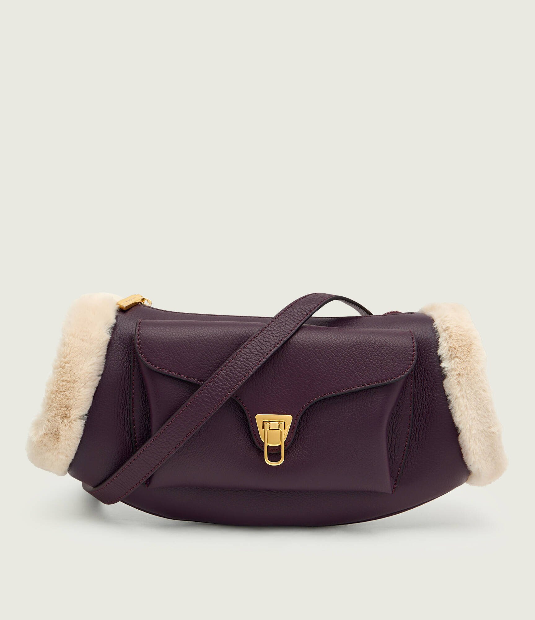 Coccinelle De piele geantă pe umăr Beat | shearling
