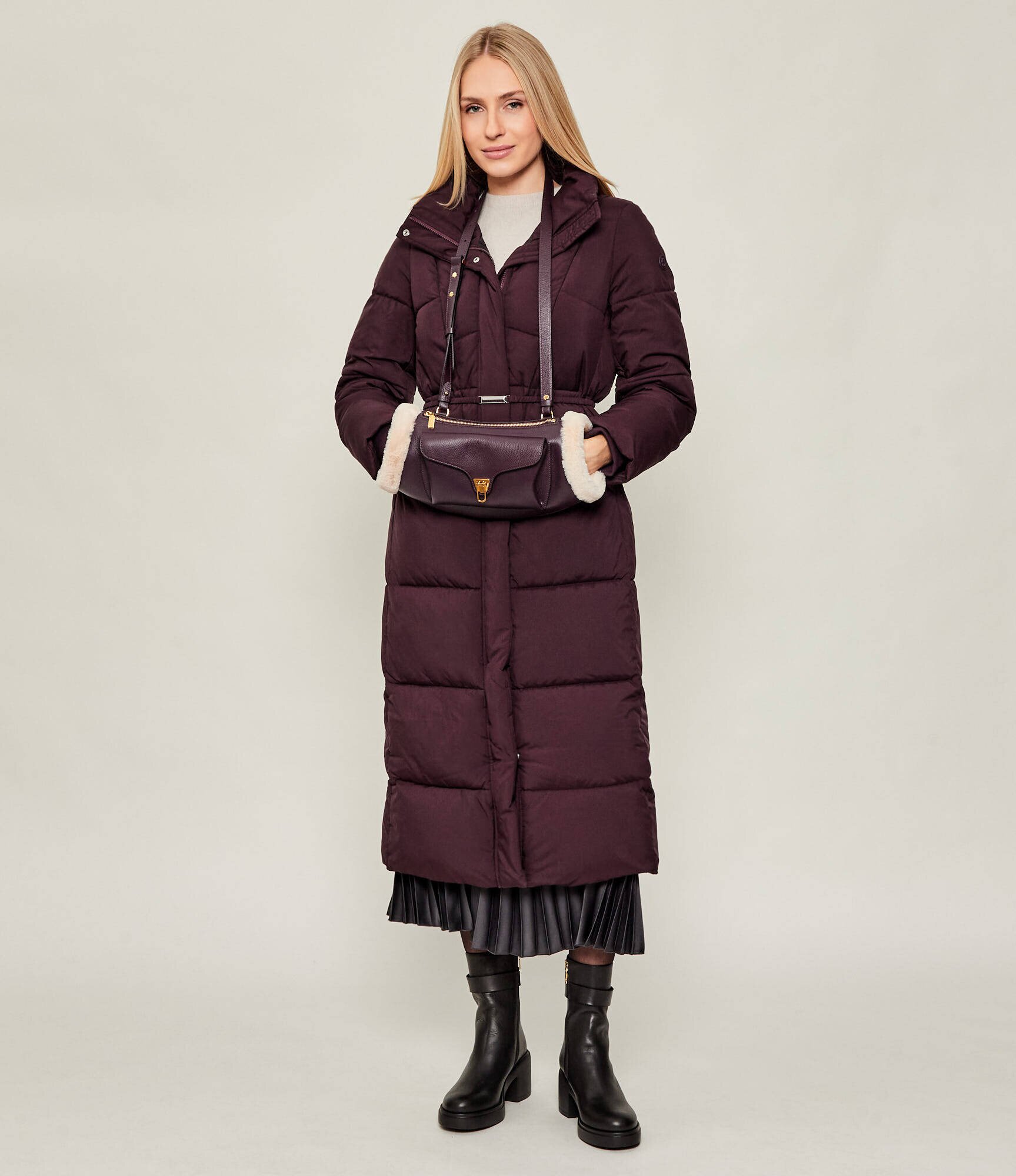 Coccinelle De piele geantă pe umăr Beat | shearling