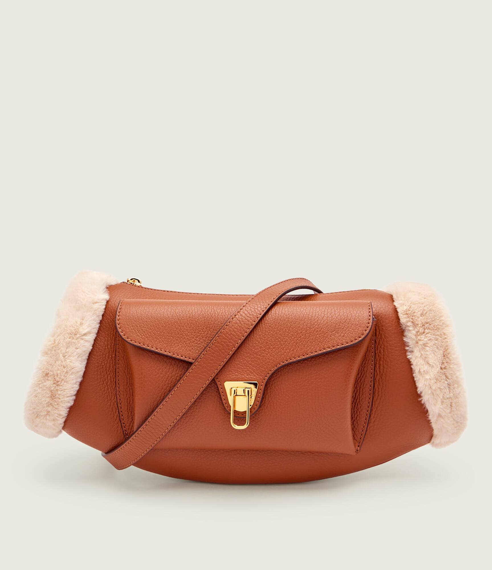 Coccinelle De piele geantă pe umăr Beat | shearling
