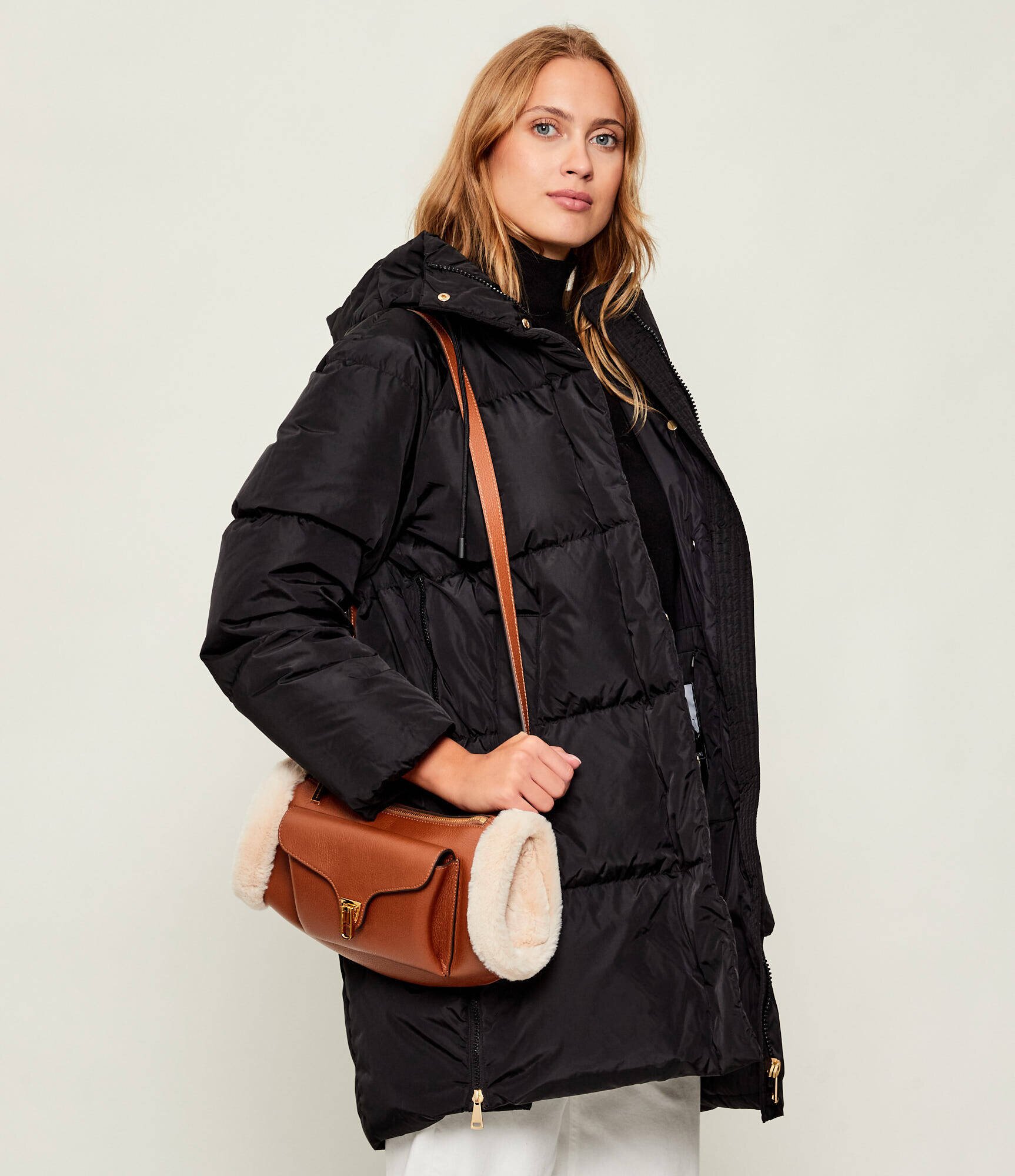Coccinelle De piele geantă pe umăr Beat | shearling