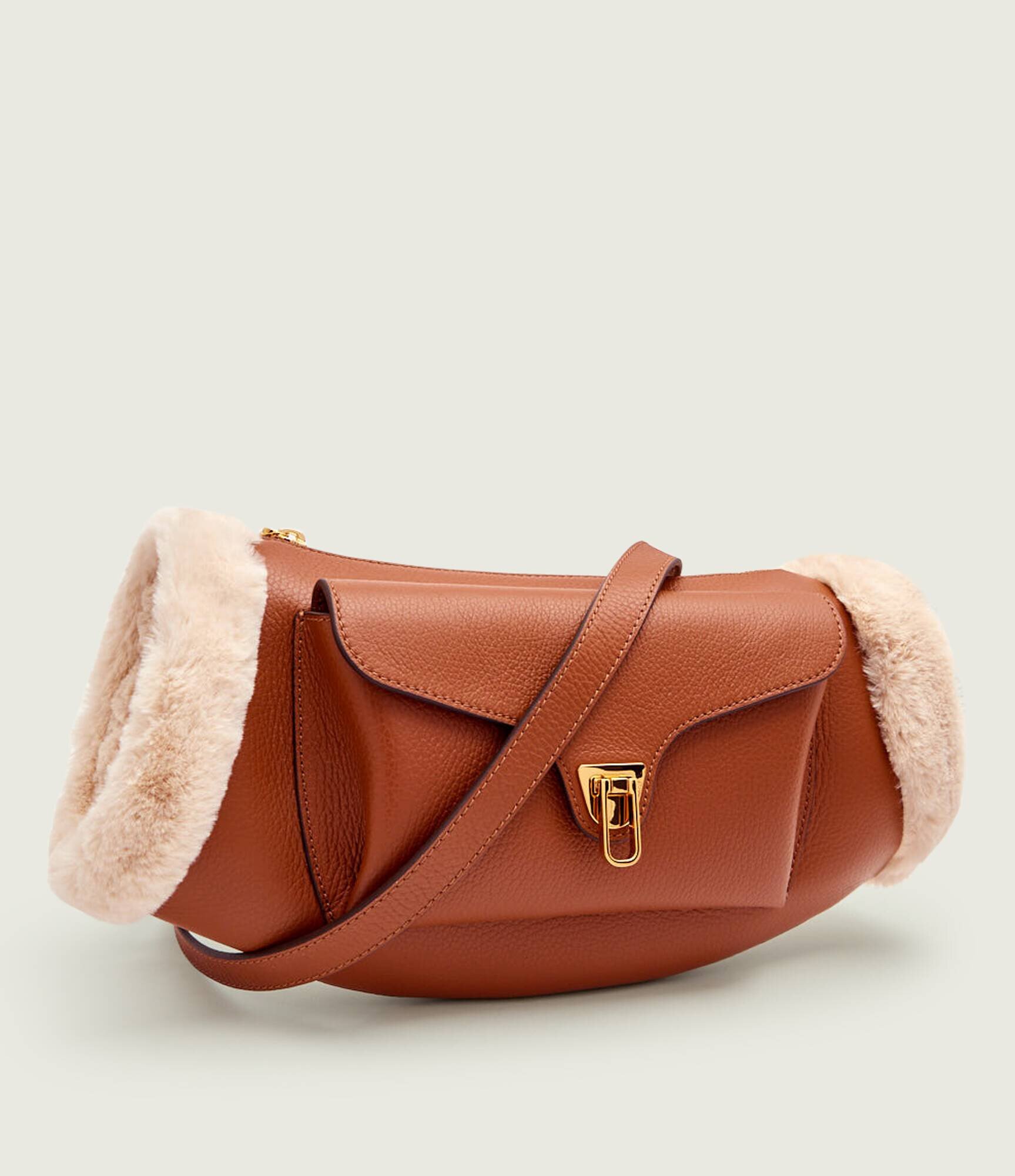 Coccinelle De piele geantă pe umăr Beat | shearling