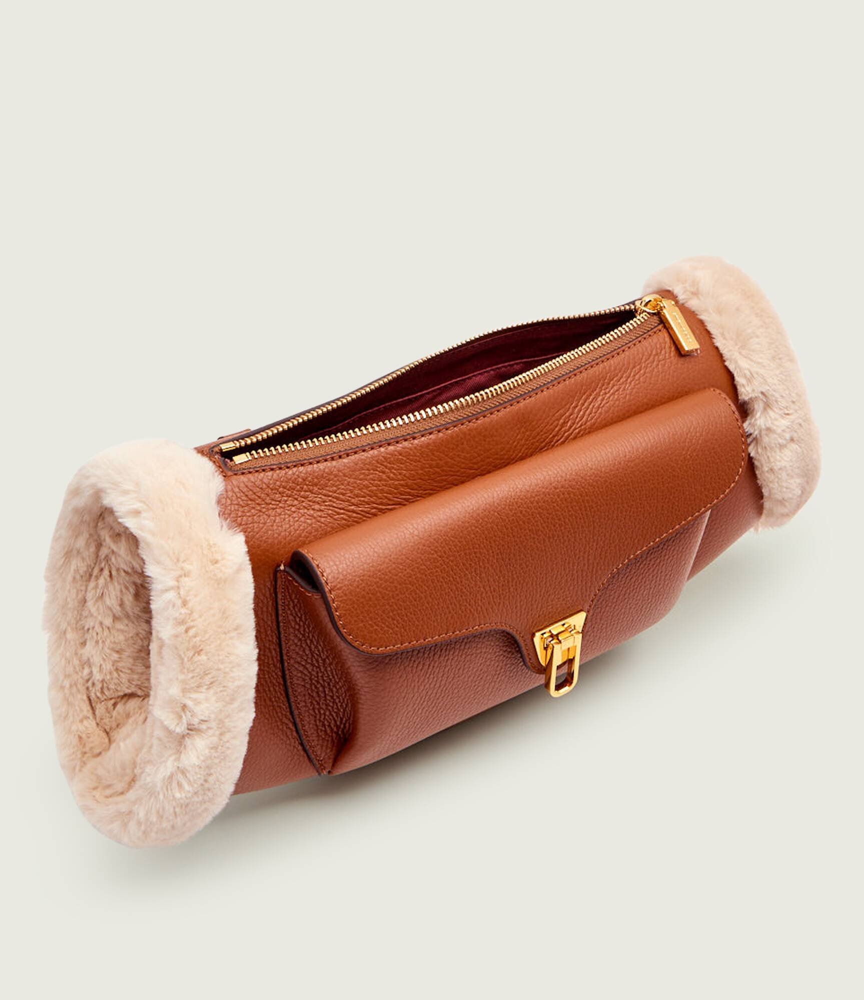 Coccinelle De piele geantă pe umăr Beat | shearling