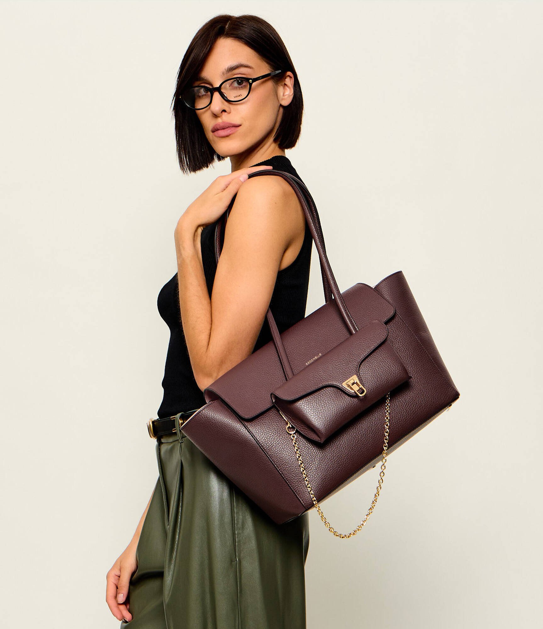 Coccinelle De piele geantă shopper 4w1 Double Beat