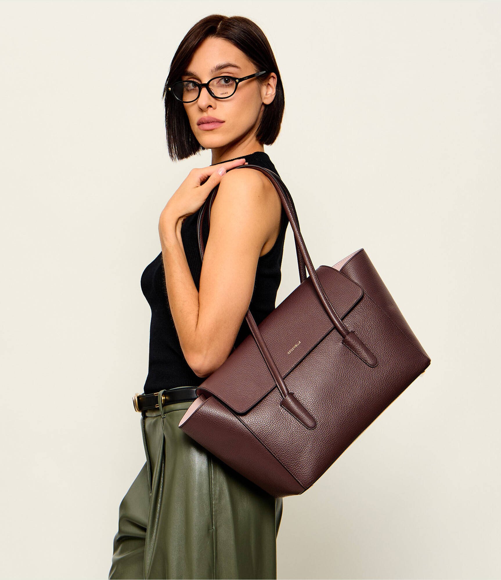 Coccinelle De piele geantă shopper 4w1 Double Beat