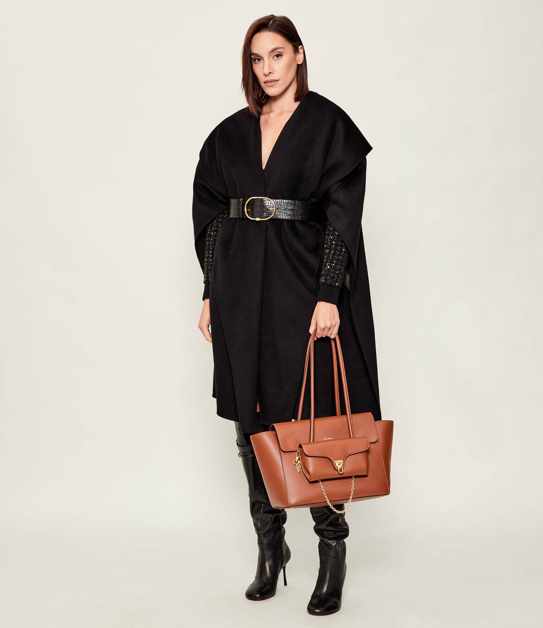 Coccinelle De piele geantă shopper 4w1 Double Beat