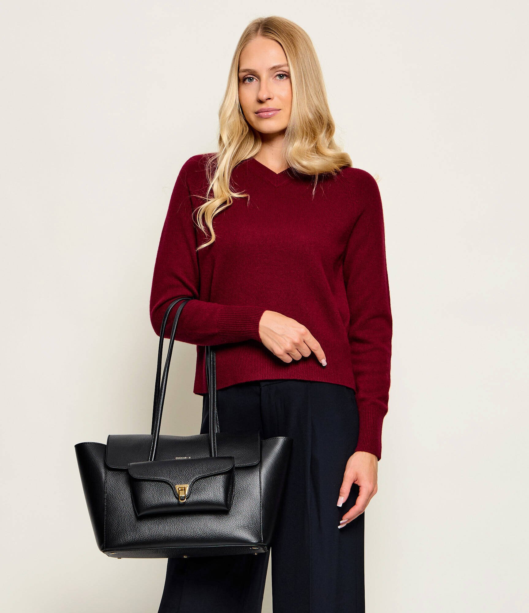 Coccinelle De piele geantă shopper 4w1 Double Beat