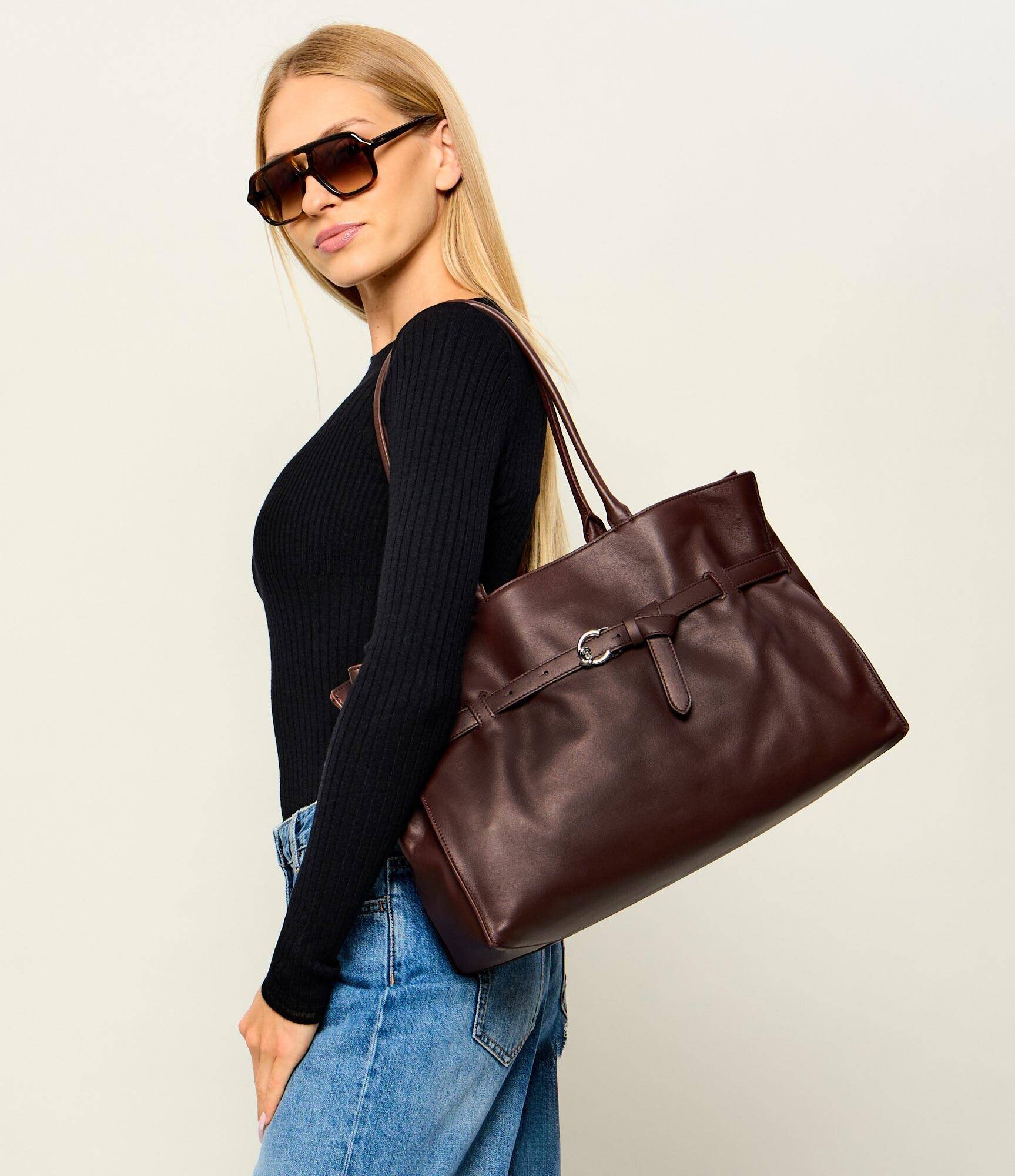 Coccinelle De piele geantă shopper Sabine Soft