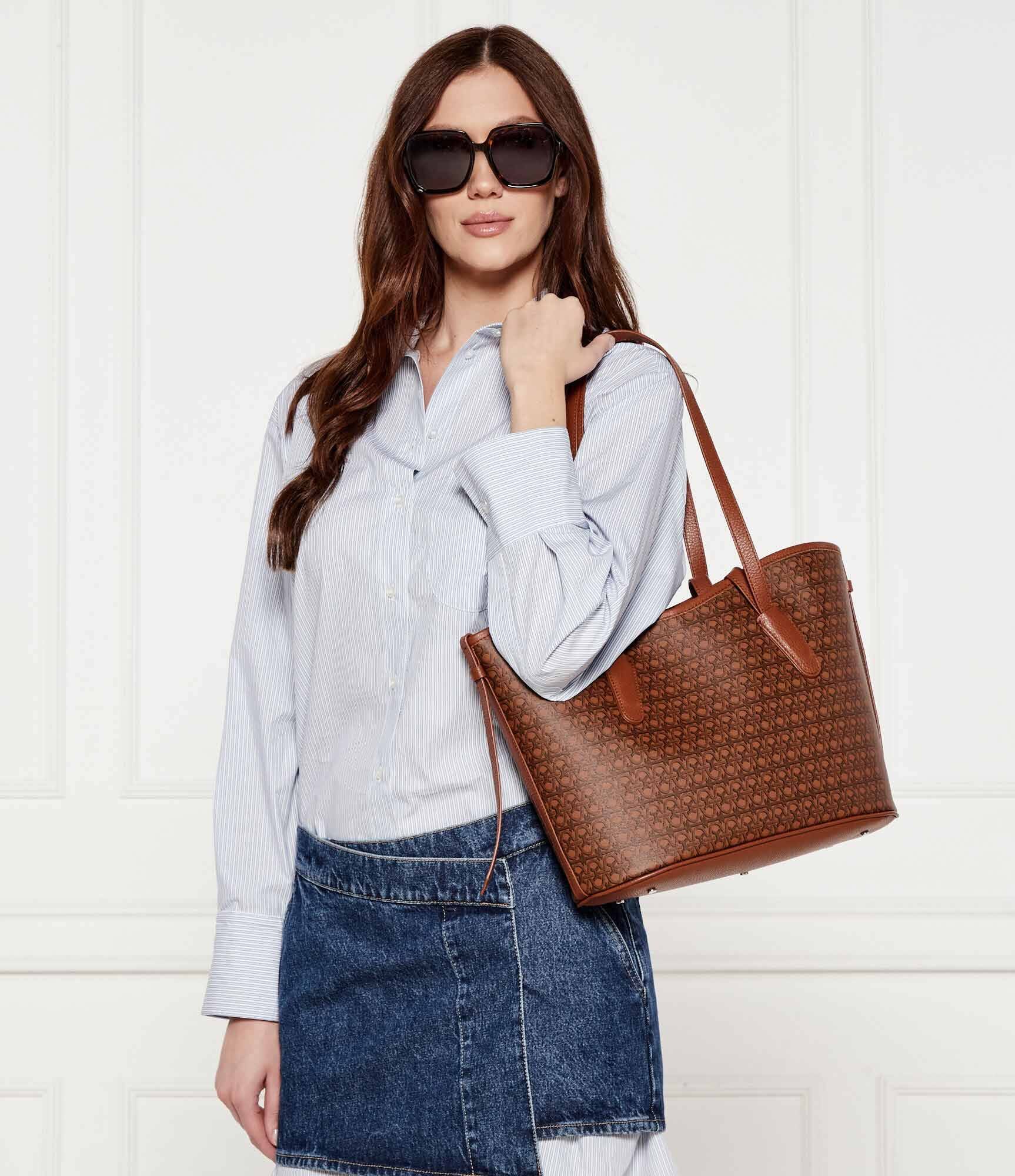 Coccinelle Geantă shopper New Never Without cu adaos de piele