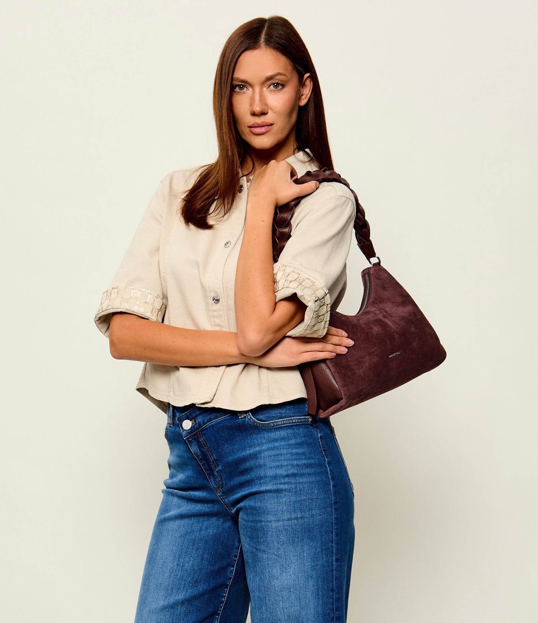 Coccinelle Hobo Boheme | piele întoarsă cu adaos de piele