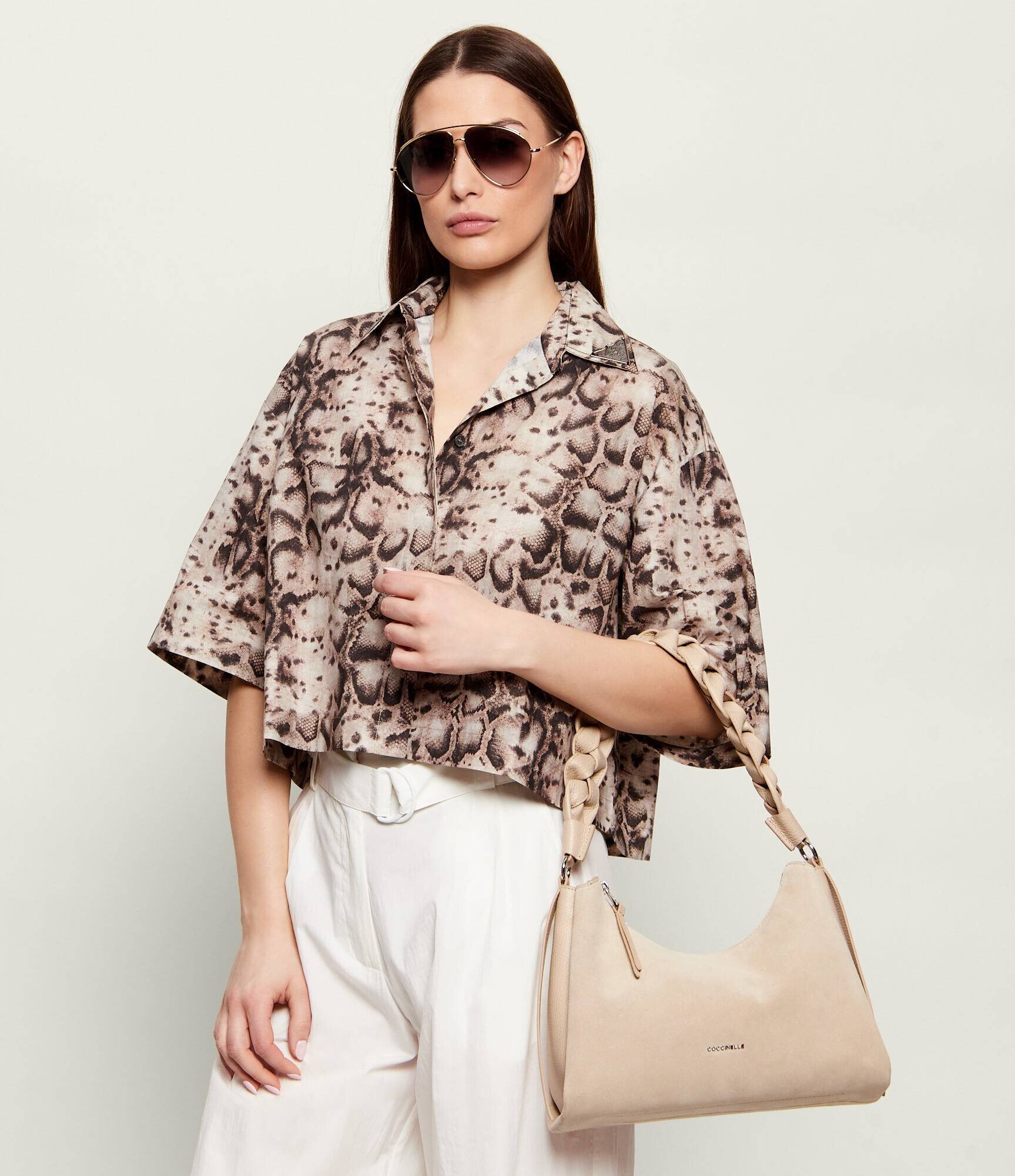 Coccinelle Hobo Boheme | piele întoarsă cu adaos de piele
