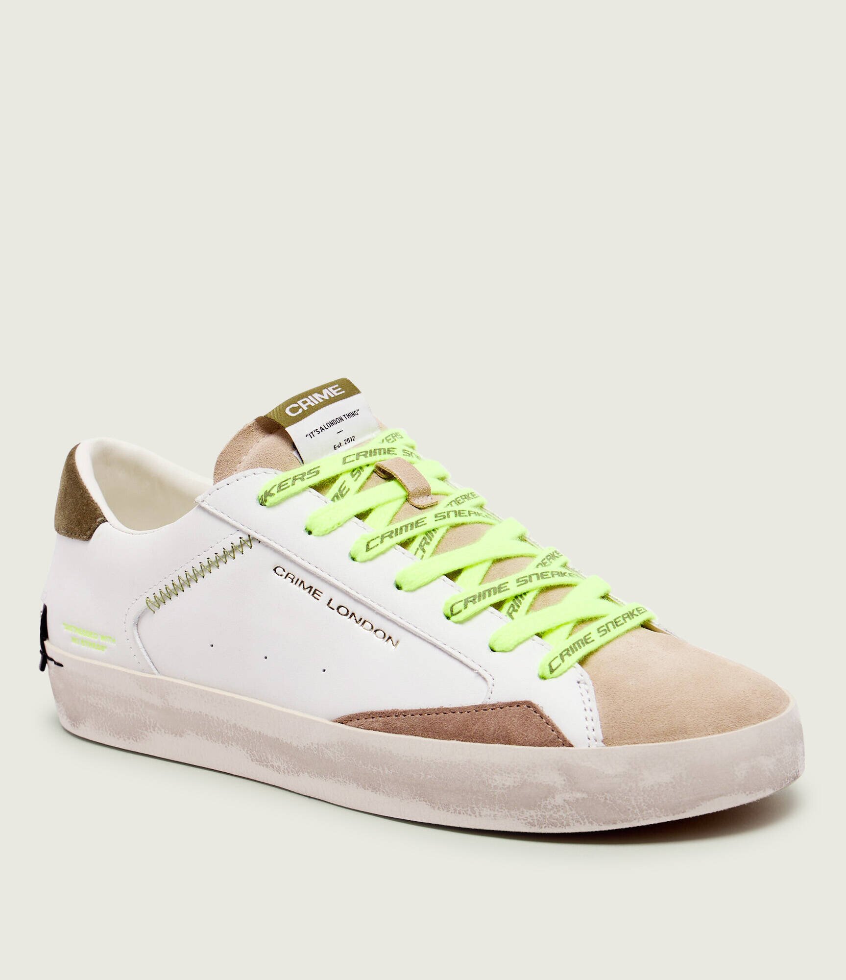 Crime London Teniși din piele DISTRESSED LOW | piele întoarsă