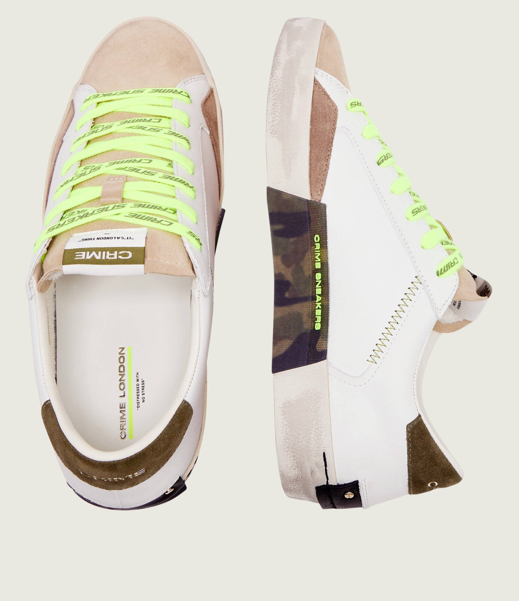 Crime London Teniși din piele DISTRESSED LOW | piele întoarsă